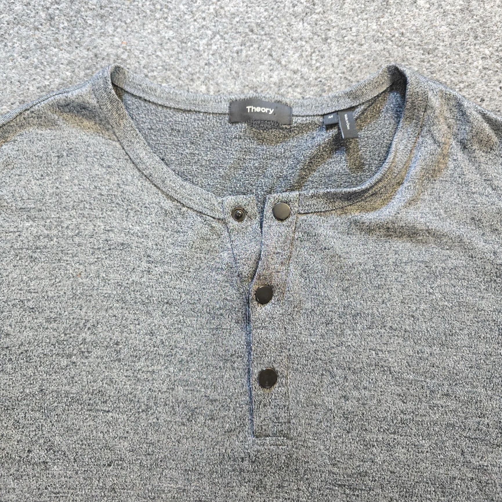 Theory Theory Shirt Mens Medium Gray Henley Long Sleeve Stretch Casual Capsule Shirt Size US M / EU 48-50 / 2 - 2 Thumbnail