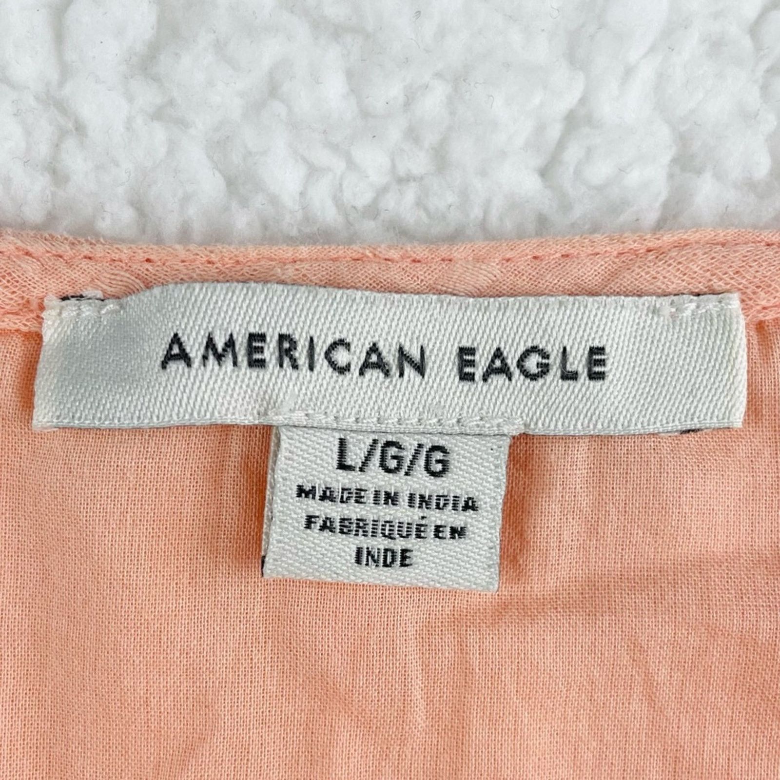 American Eagle Outfitters AMERICAN EAGLE • Peach Boho Long Sleeve Babydoll Blouse Size L / US 10 / IT 46 - 14 Thumbnail