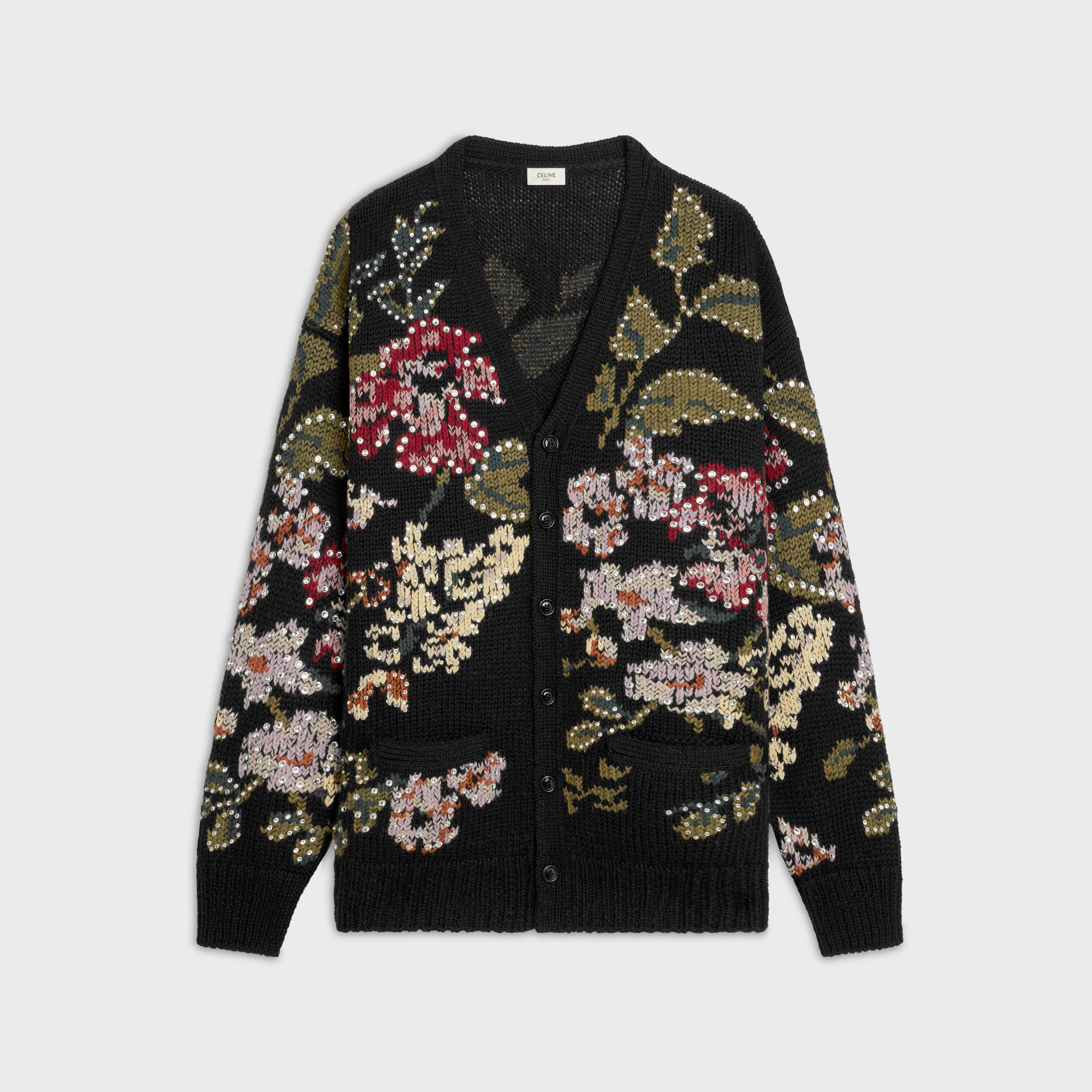 Celine Floral Embroidered Cardigan in Wool Size US XXL / EU 58 / 5 - 1 Thumbnail