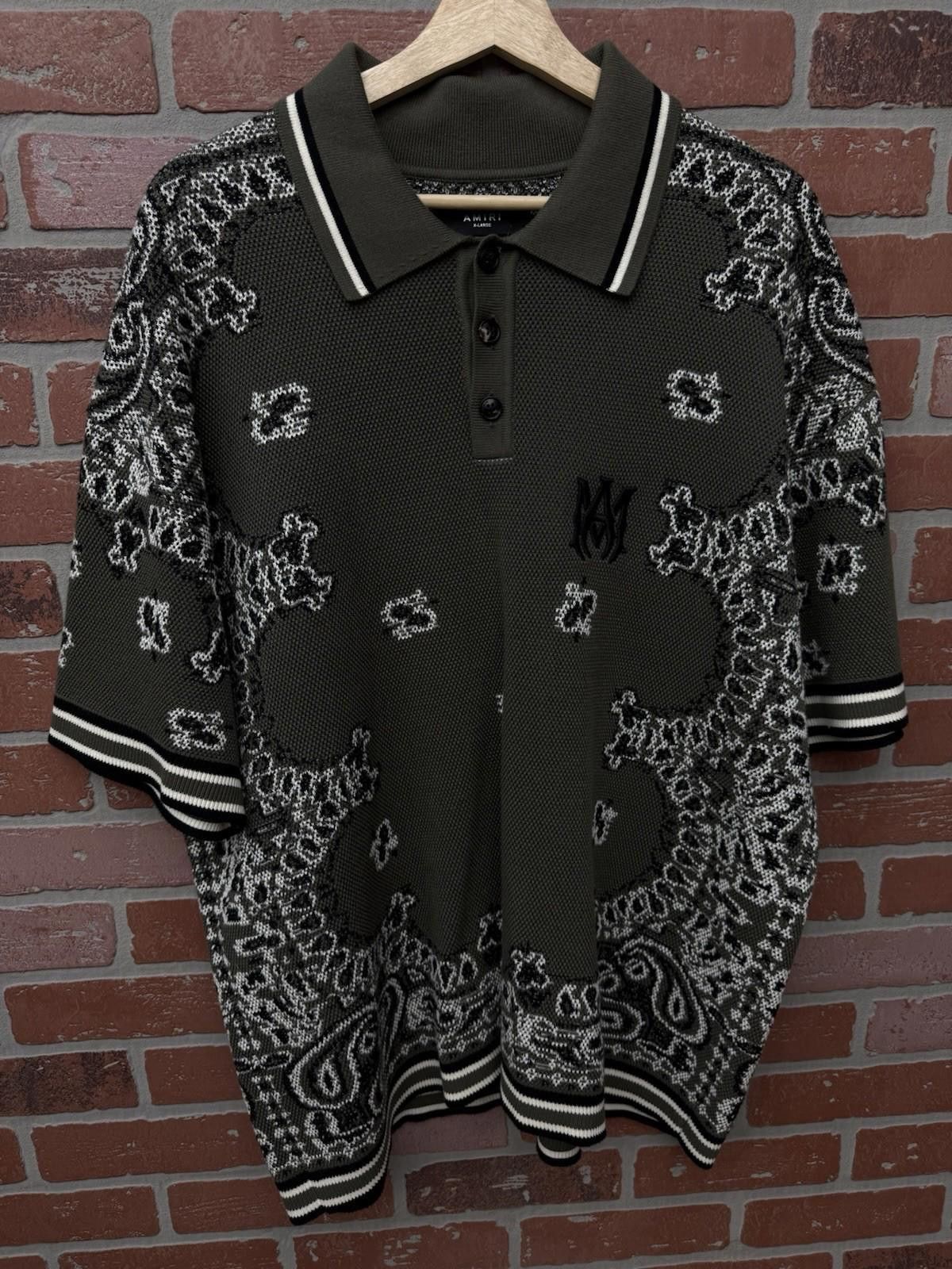 Amiri Amiri Bandana Short Sleeve Polo Shirt Green Dress Style XL Size US XL / EU 56 / 4 - 2 Thumbnail