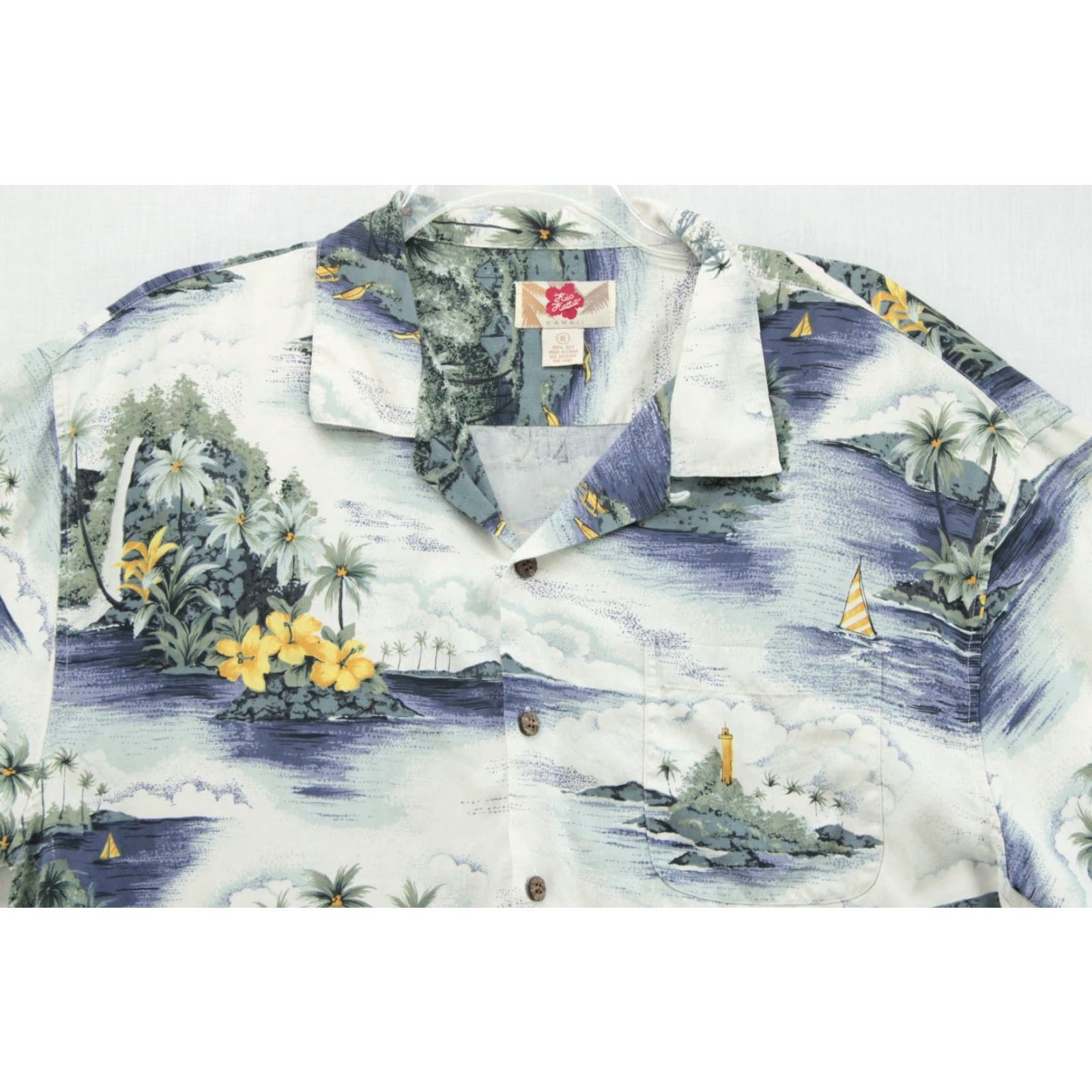 Hilo Hattie VINTAGE Hilo Hattie Silk Hawaiian Shirt Men's XL Button-Up Blue Floral Aloha Camp Collar Tropical Luau Beach Wear Size US XL / EU 56 / 4 - 2 Thumbnail