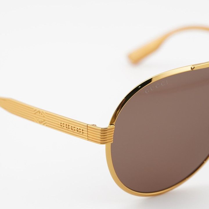 Gucci Gucci GG1513S 002 Sunglasses Yellow Gold Aviator Frame Size ONE SIZE - 6 Thumbnail