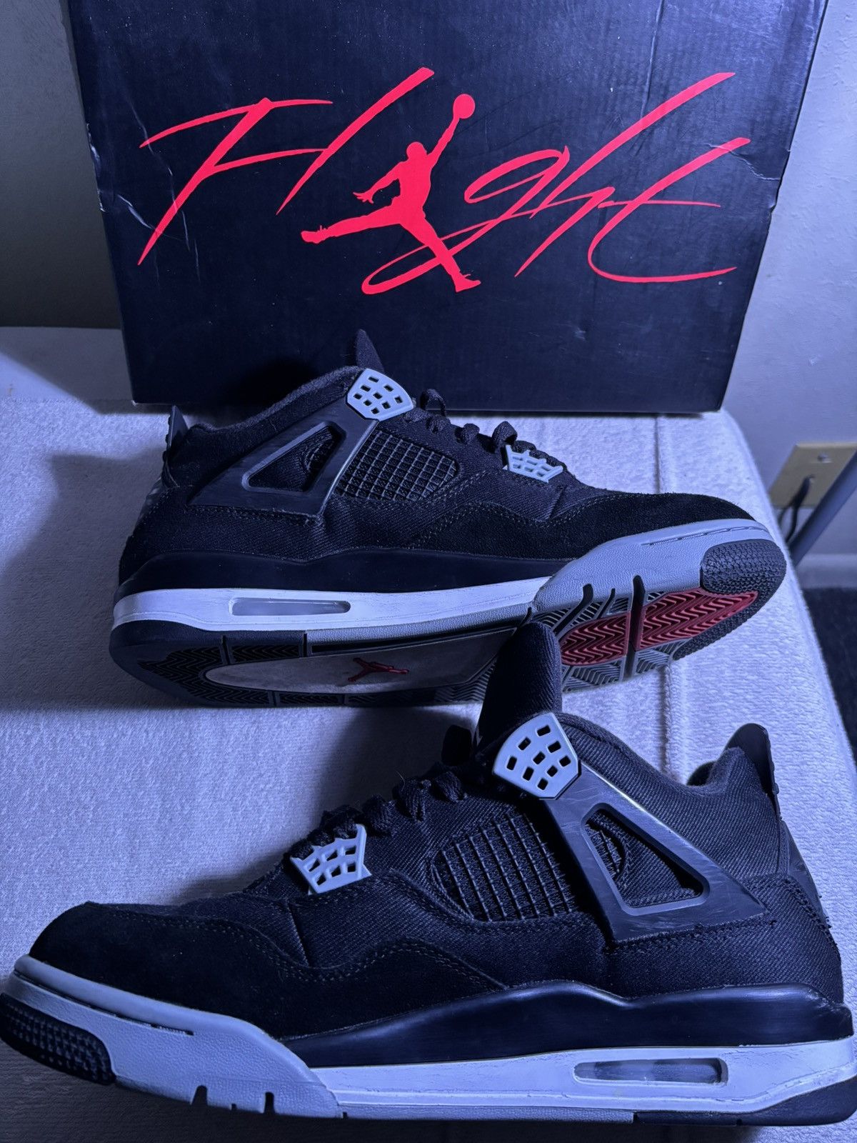 Jordan Brand × Nike Nike Air Jordan 4 Black Canvas White Grey Size US 12 / EU 45 - 2 Thumbnail