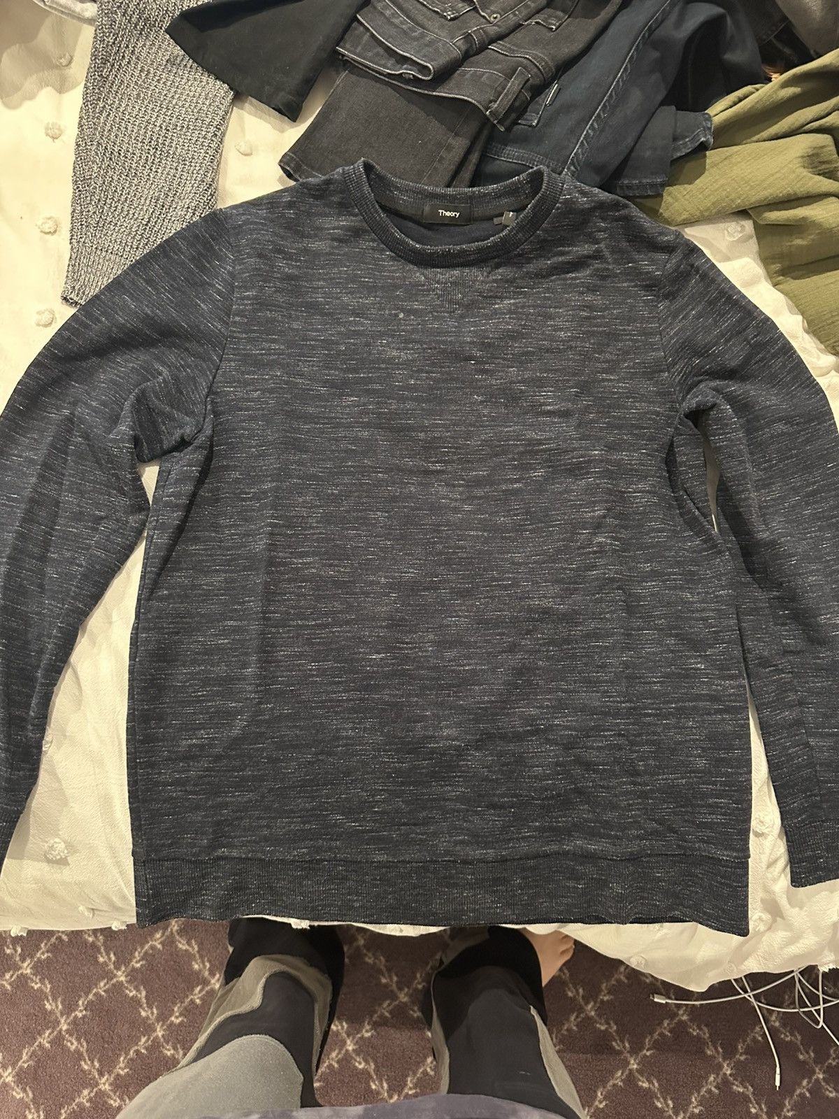Theory Theory Blue/White Sweater Size US XL / EU 56 / 4 - 1 Thumbnail