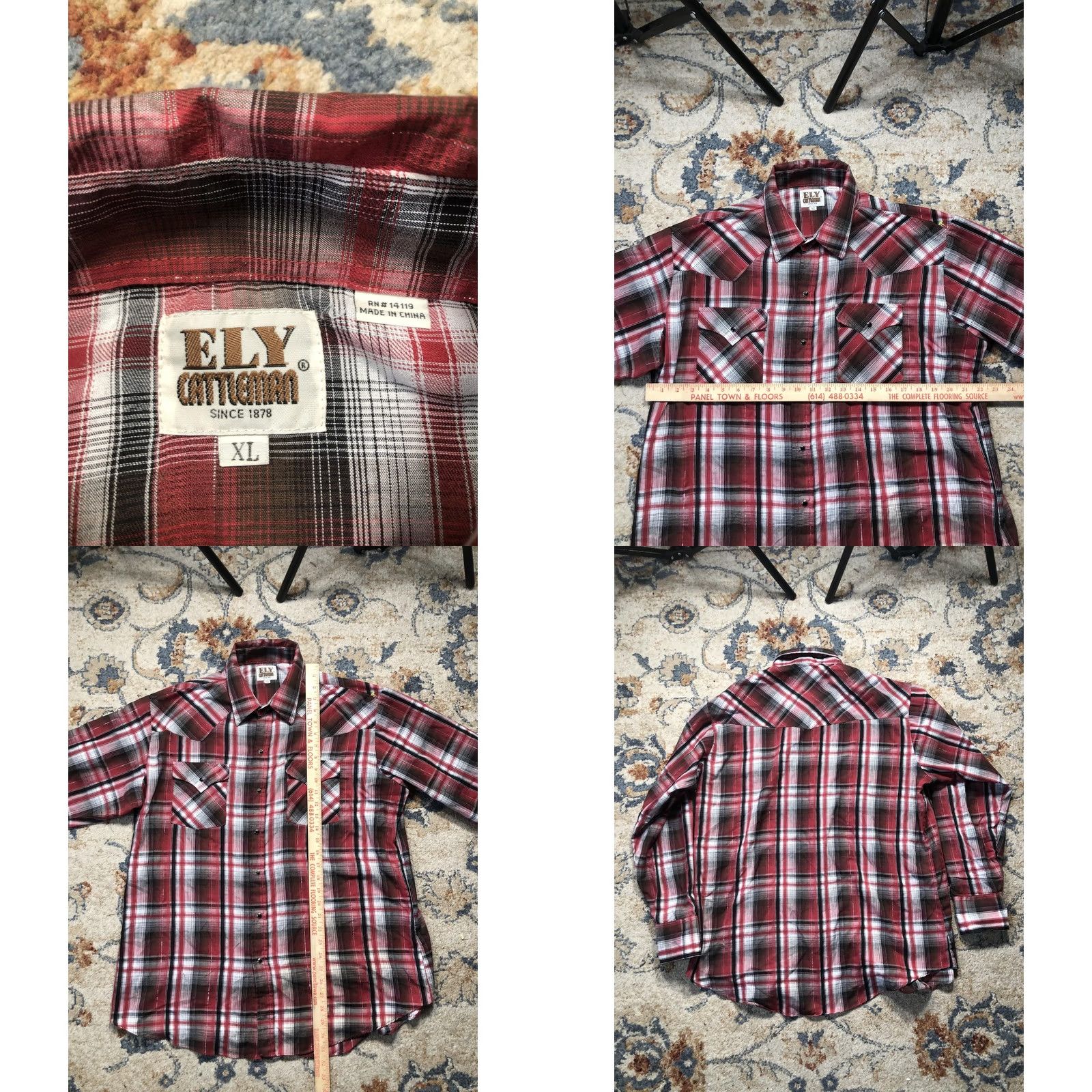 Vintage Ely Cattleman Shirt Mens XL Red Plaid Western Pearl Snap Long Sleeve Cowboy Size US XL / EU 56 / 4 - 8 Thumbnail