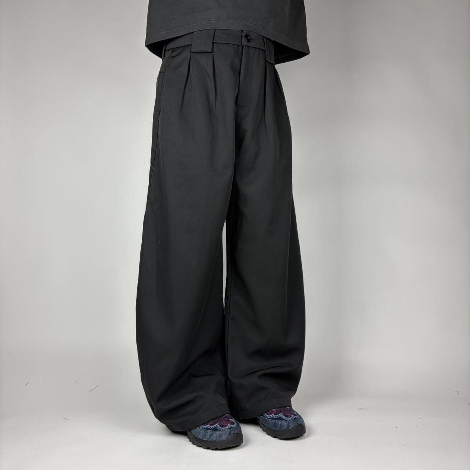 Other Black Double Tuck Wide Leg Black Trousers Size US 32 / EU 48 - 2 Thumbnail