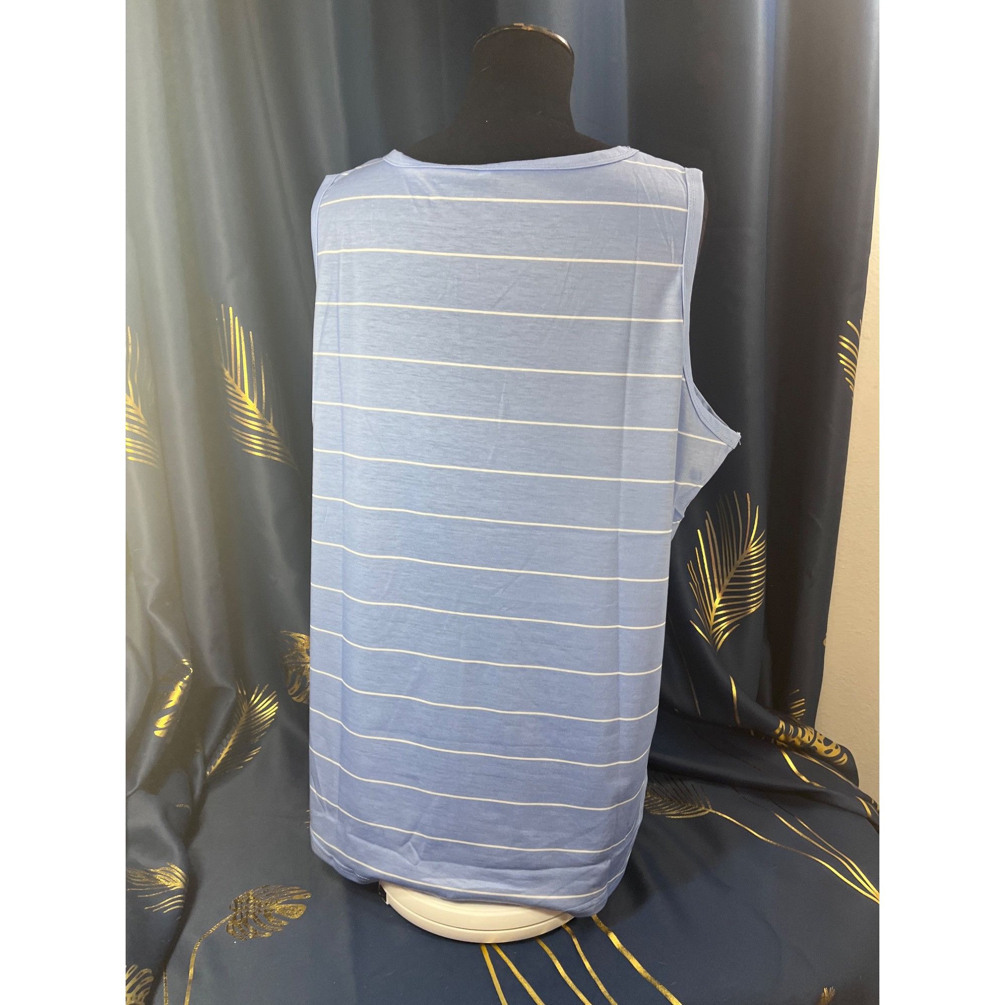 Other NWOT UNBRANDED WOMEN'S TANK TOP SIZE 2XL BLUE WITH WHITE STR Size XXL / US 16-18 / IT 52-54 - 2 Thumbnail
