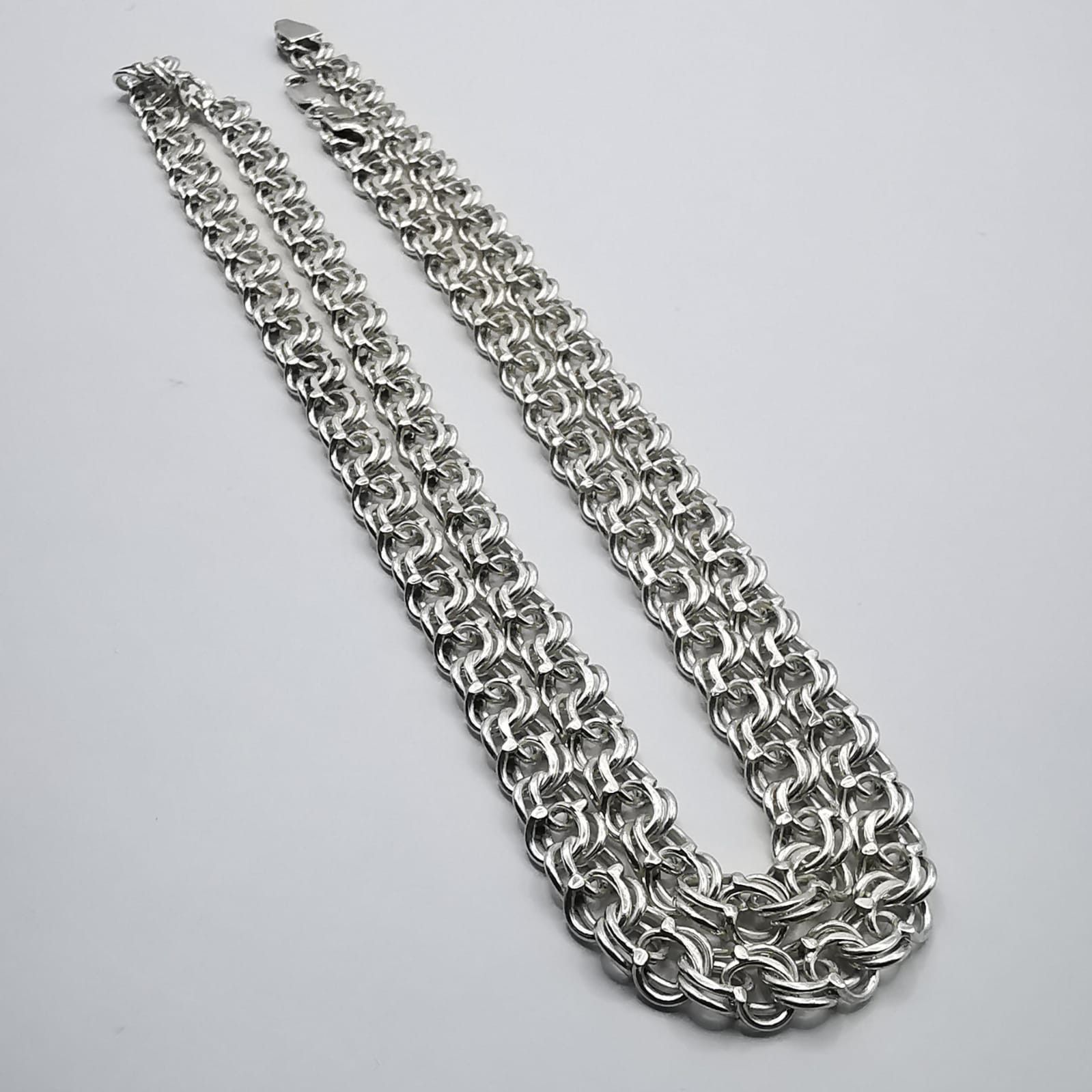 Sterling Silver Vintage Statement Chain, 925 Sterling Silver, Signed 32,67g Size ONE SIZE - 7 Thumbnail