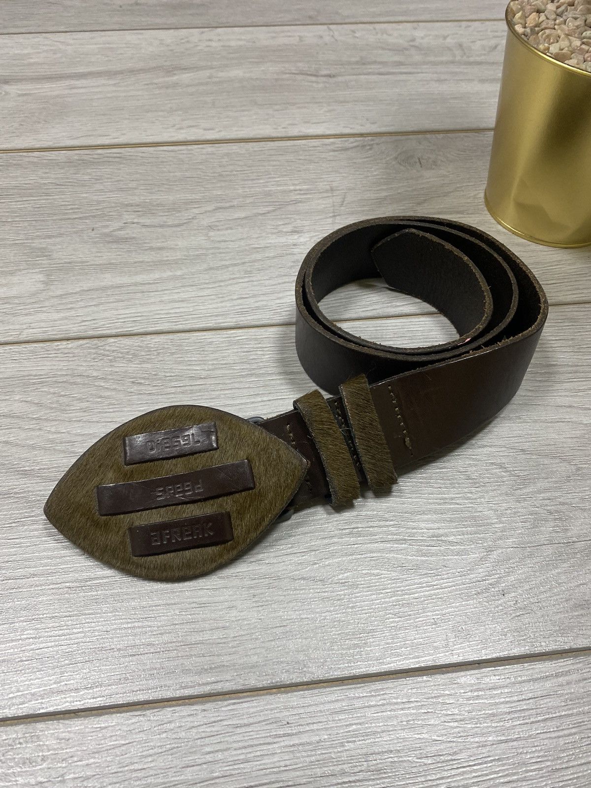 Diesel Diesel vintage leather buckle fur belt Size 34 - 1 Thumbnail