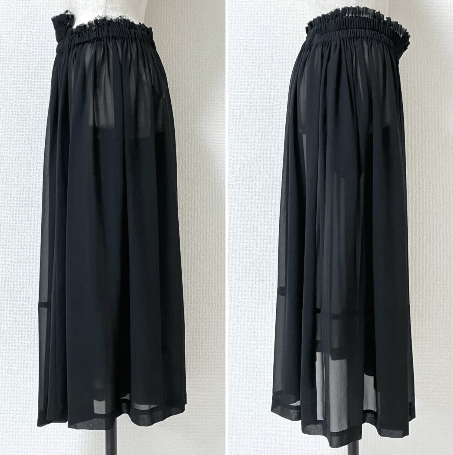 Comme des Garcons COMME des GARCONS - BLACK Sheer Gathered Long Skirt Size 28" / US 6 / IT 42 - 2 Thumbnail
