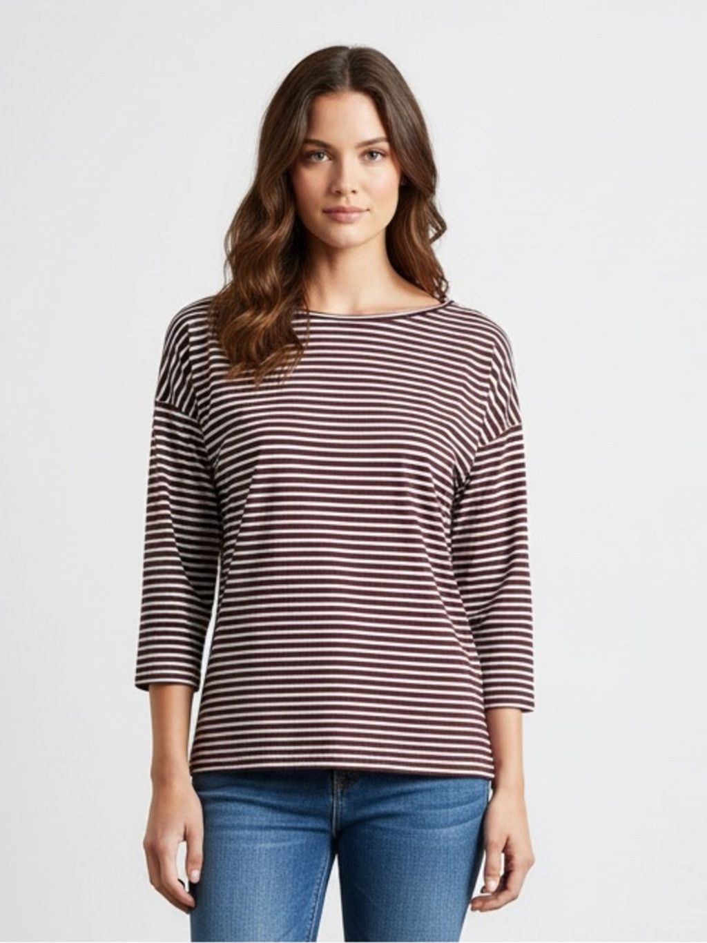 Loft LOFT Ann Taylor Striped Boatneck Top Cotton Blend Sz M Size M / US 6-8 / IT 42-44 - 1 Thumbnail