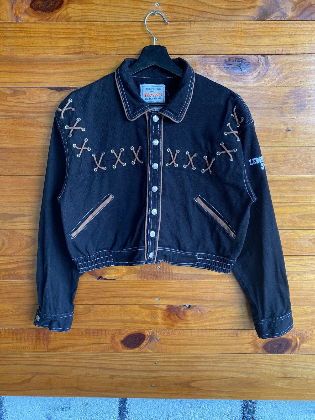 Vintage MAG9 Freely Flying Vintage Black Cropped Lace-Up Detailing Size S / US 4 / IT 40 - 3 Thumbnail