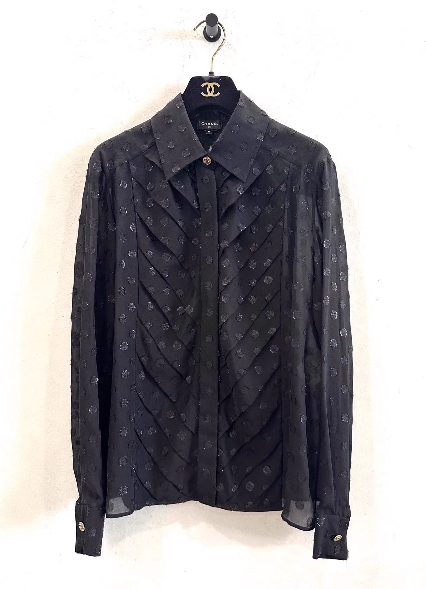 Chanel Chanel CC Polka Dot Black Iridescent Cutout Shirt Jacket Size XS / US 0-2 / IT 36-38 - 1 Thumbnail