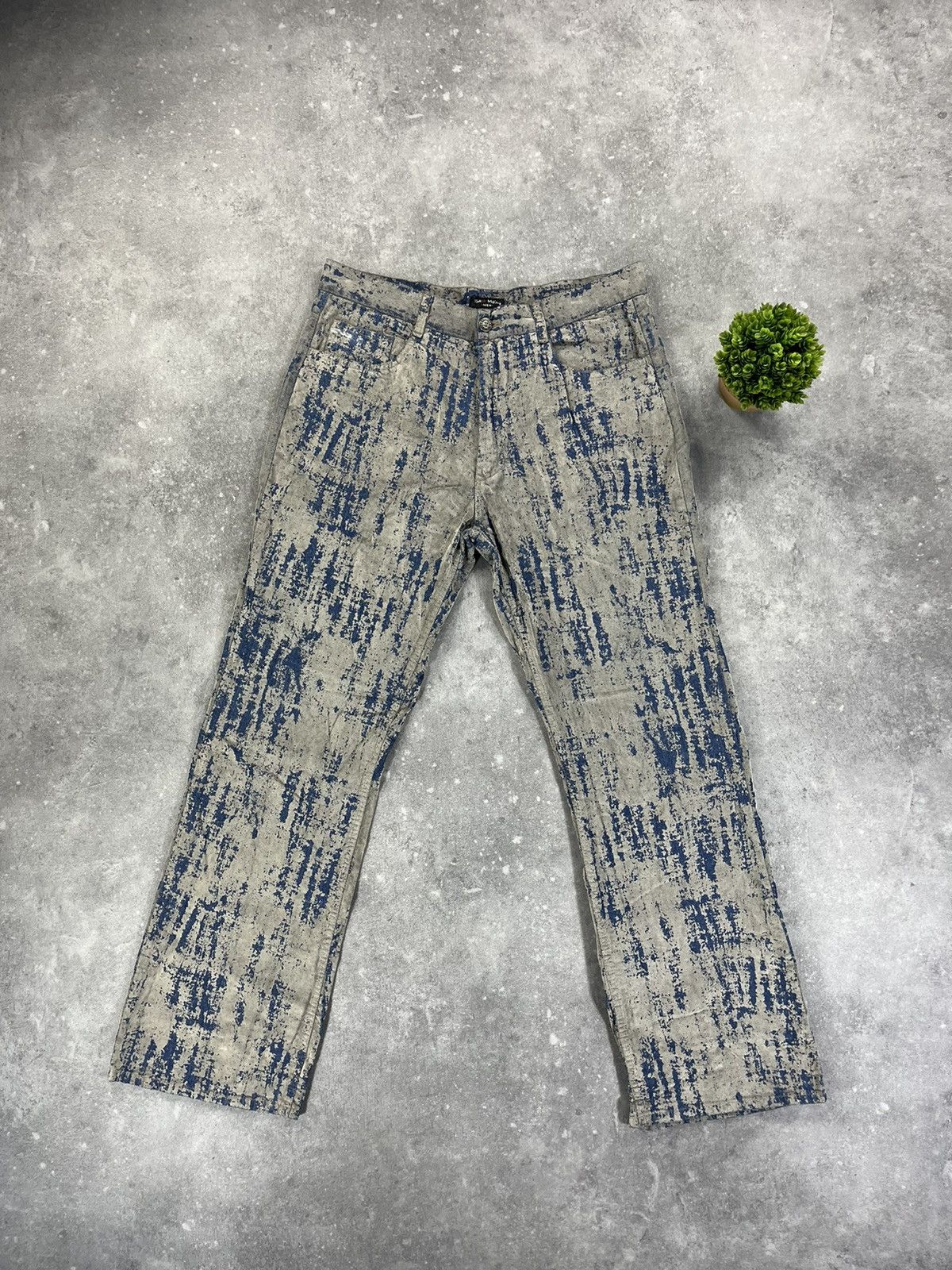 Vintage Rare Painted Distressed Flared Pants Archive Alternative 00s Size US 32 / EU 48 - 1 Thumbnail