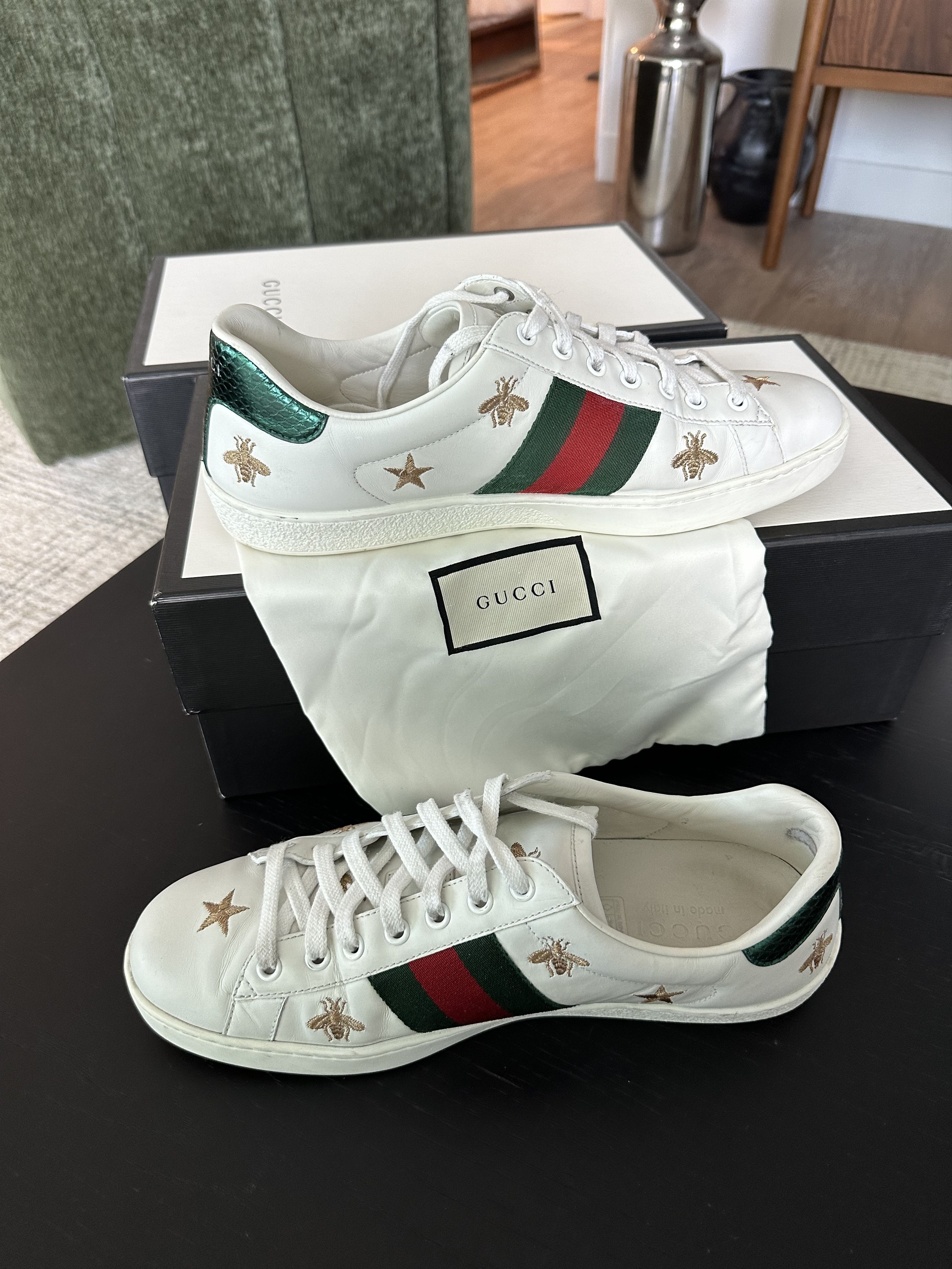 Gucci Ace Stars and Bees Leather Sneaker Size US 8.5 / EU 41-42 - 2 Thumbnail