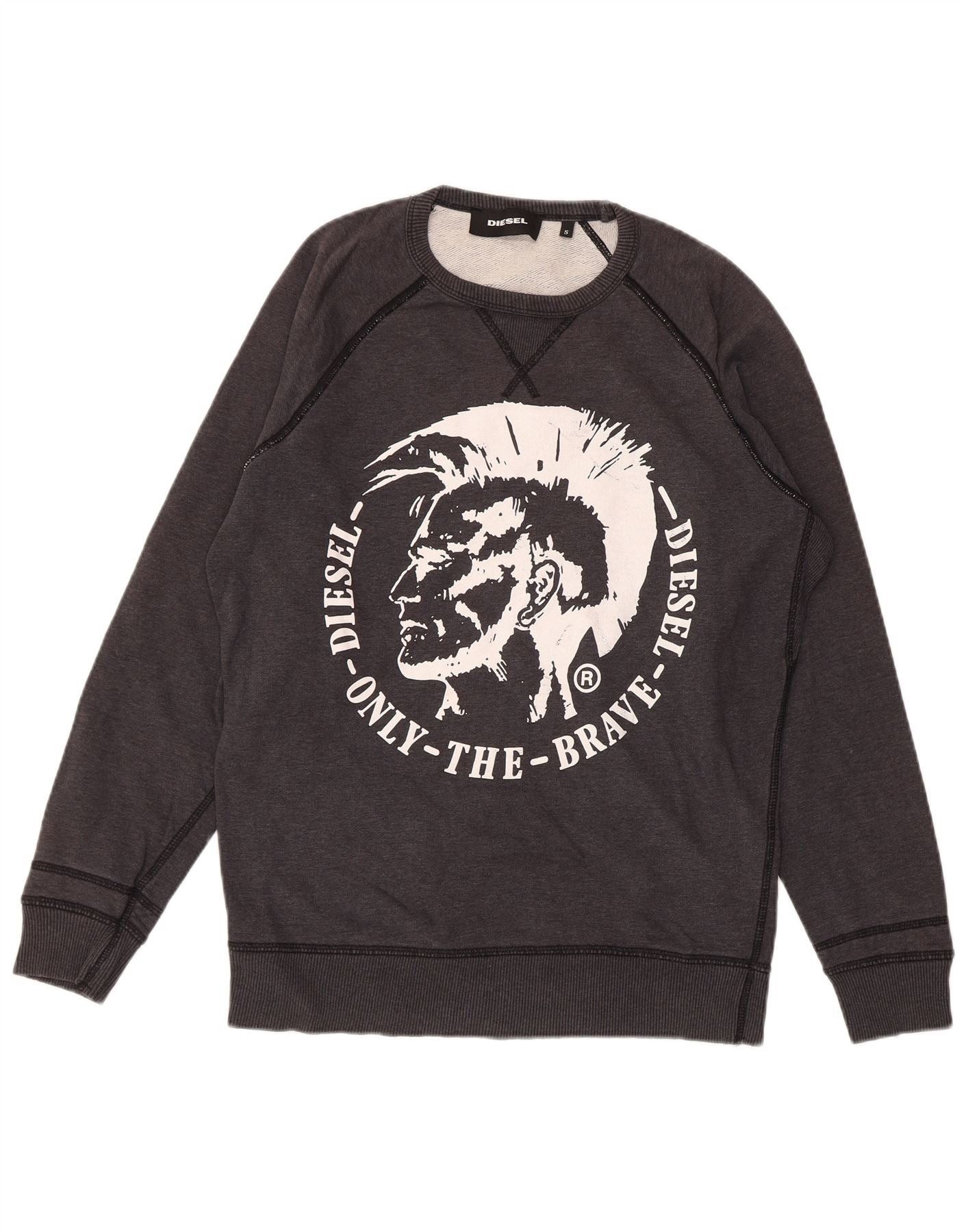 Diesel Mens Graphic Sweatshirt Jumper Small Grey Cotton Size US S / EU 44-46 / 1 - 1 Thumbnail
