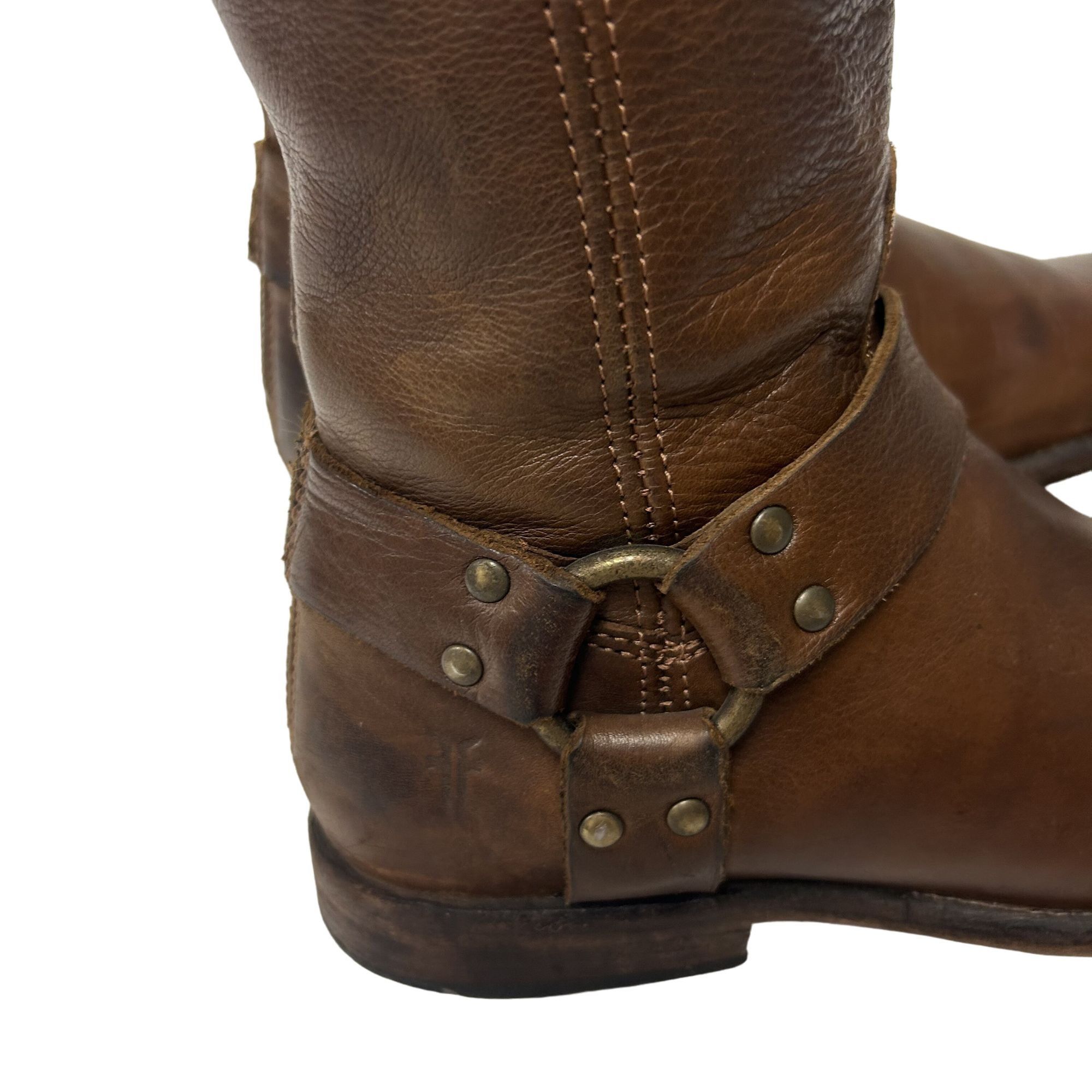 Frye Vtg Frye Brown Leather TALL Cowboy Western Full Zip Boots Size US 7 / IT 37 - 4 Thumbnail