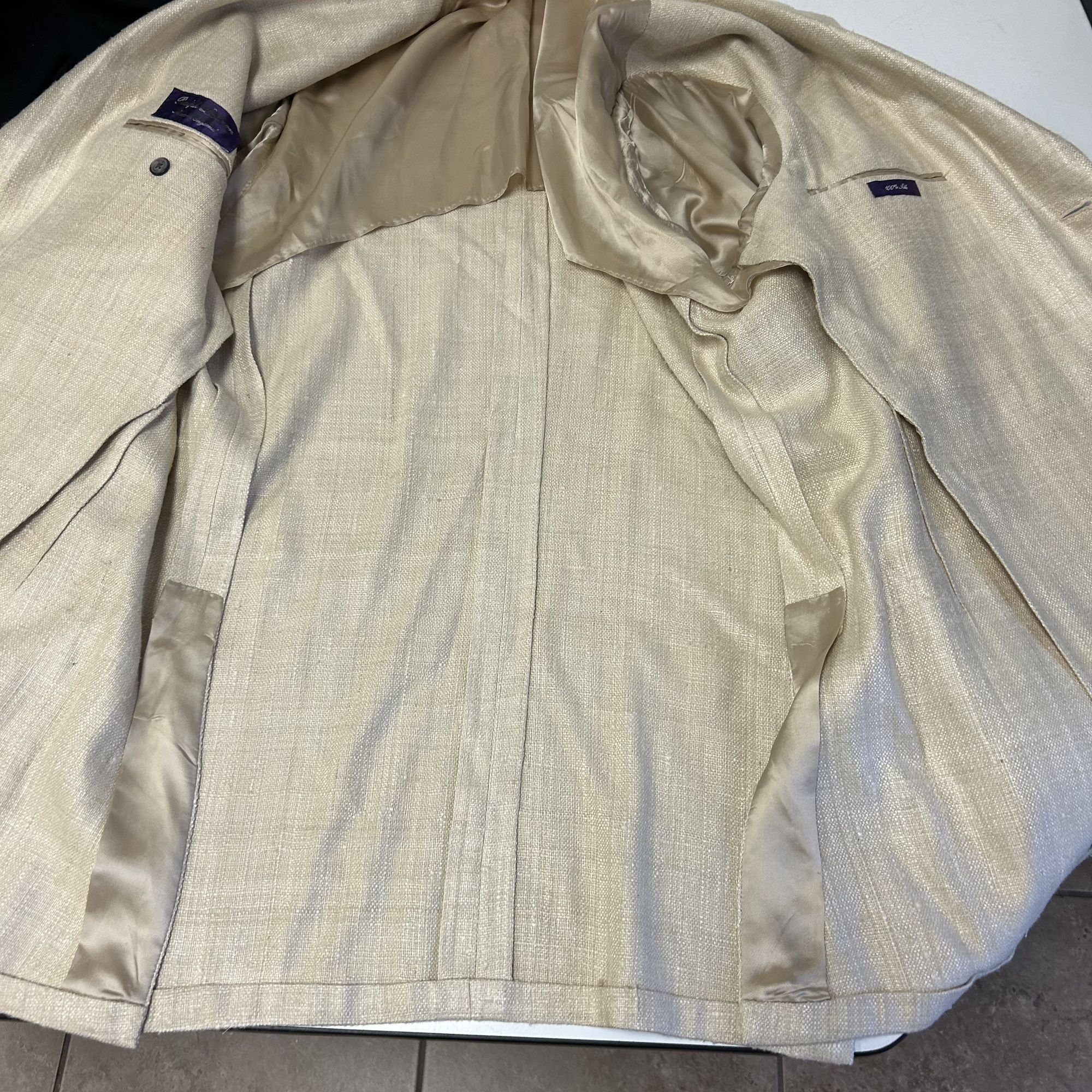 Ralph Lauren Ralph Lauren PURPLE LABEL Cream Sport Coat 3 BTN Jacket Size 44R - 13 Thumbnail