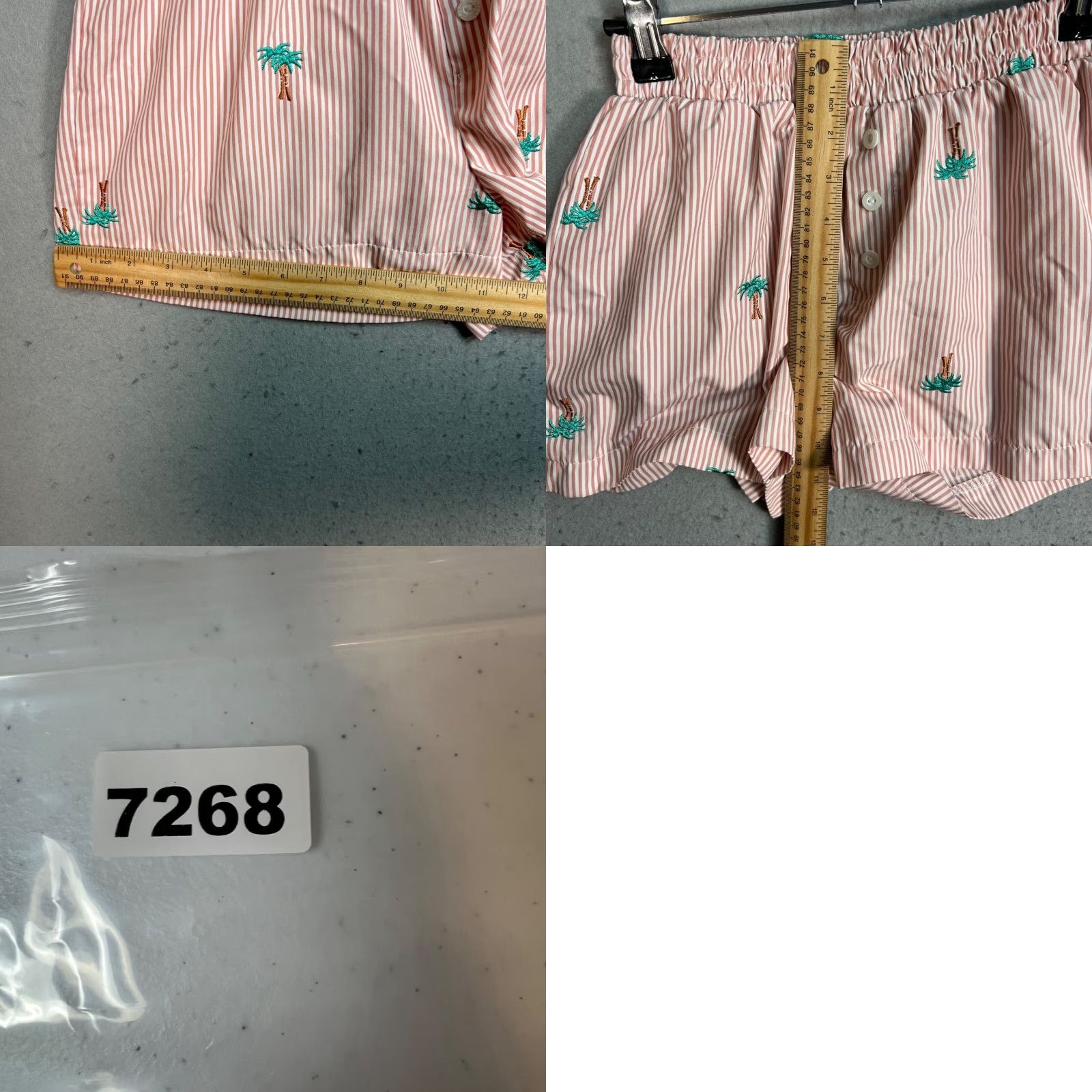Vintage VINTAGE Urban renewal Womens XS Pink Striped Shorts Palm Tree Embroidery Elastic Waist Chino Polyester Pull On 3 in Inseam Size 26" / US 2 / IT 38 - 8 Thumbnail