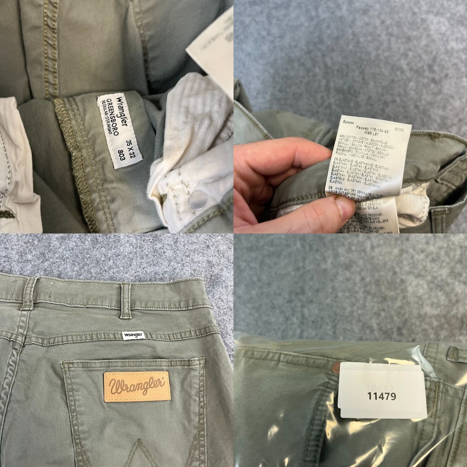 Wrangler Wrangler Jeans Tapered Mens 32 Regular Denim Khaki Green 5-Pocket Stretch Comfort Size US 32 / EU 48 - 8 Thumbnail