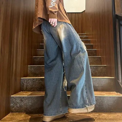 VIBE Blue Baggy Loose Distressed Denim Jeans Size US 30 / EU 46 - 4 Thumbnail