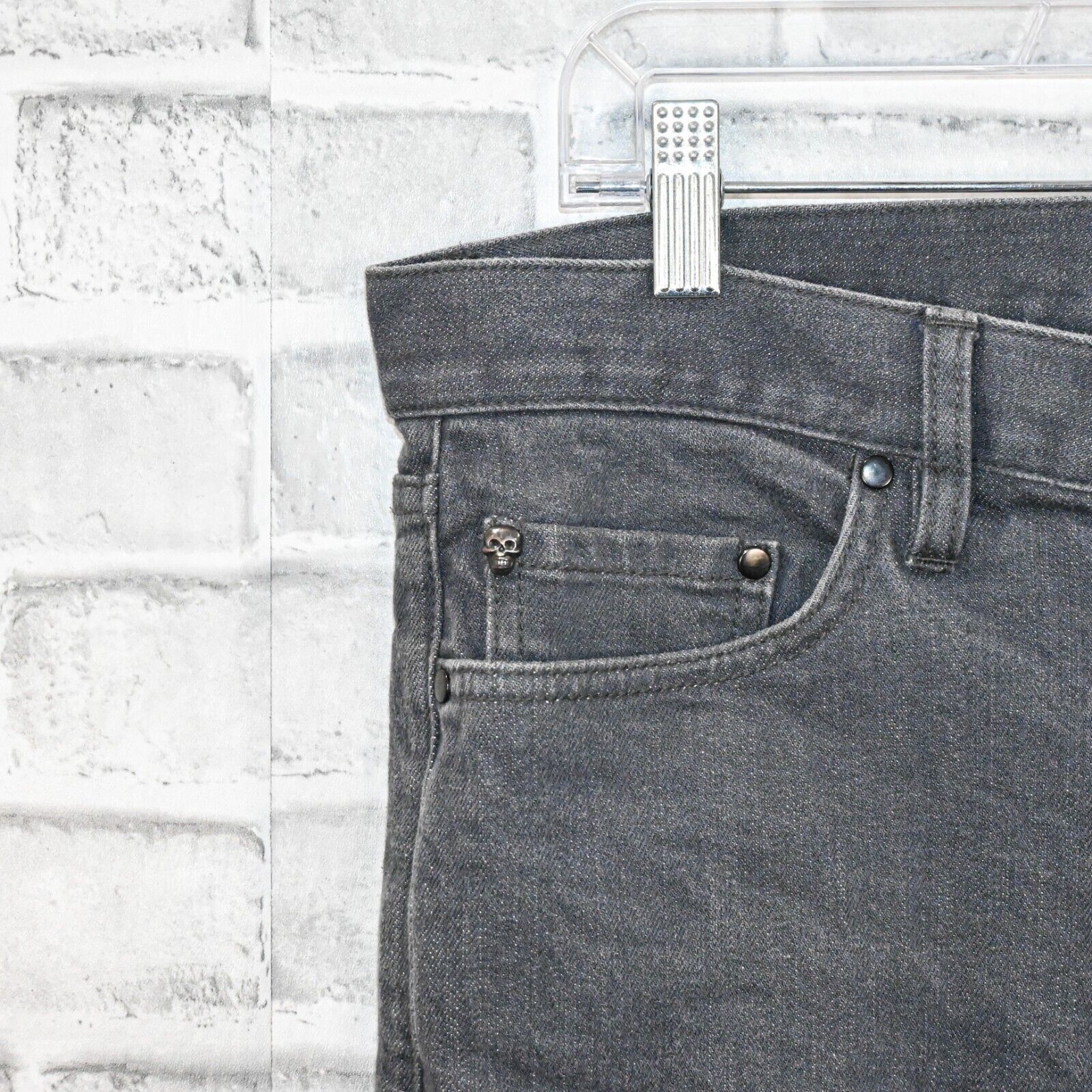 John Varvatos John Varvatos Collection Grey washed denim Jeans skull stud Size US 31 - 7 Thumbnail