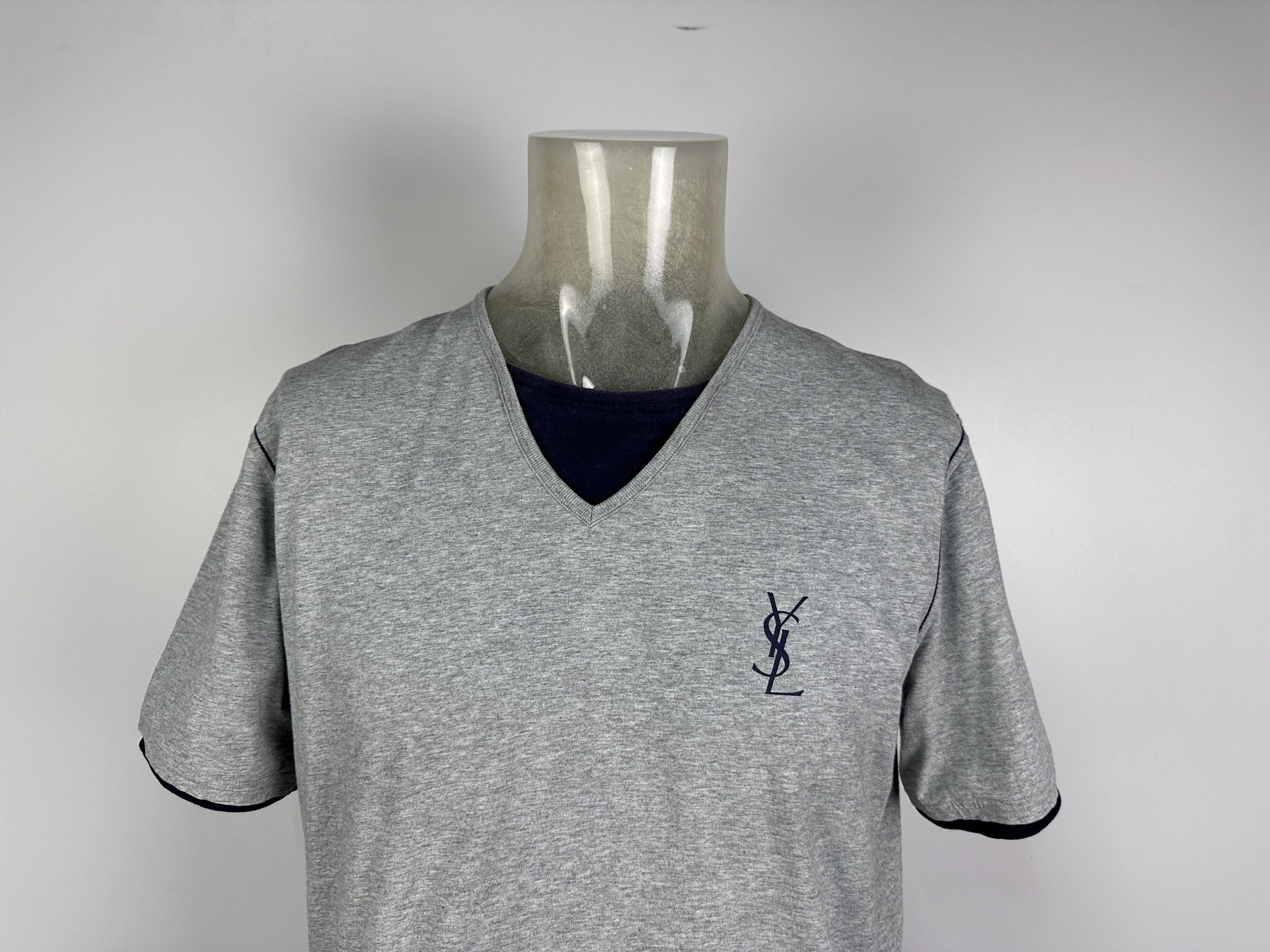 Vintage × Yves Saint Laurent Yves Saint Laurent T Shirt Logo Gray Blue Size L Mens Size US L / EU 52-54 / 3 - 3 Thumbnail