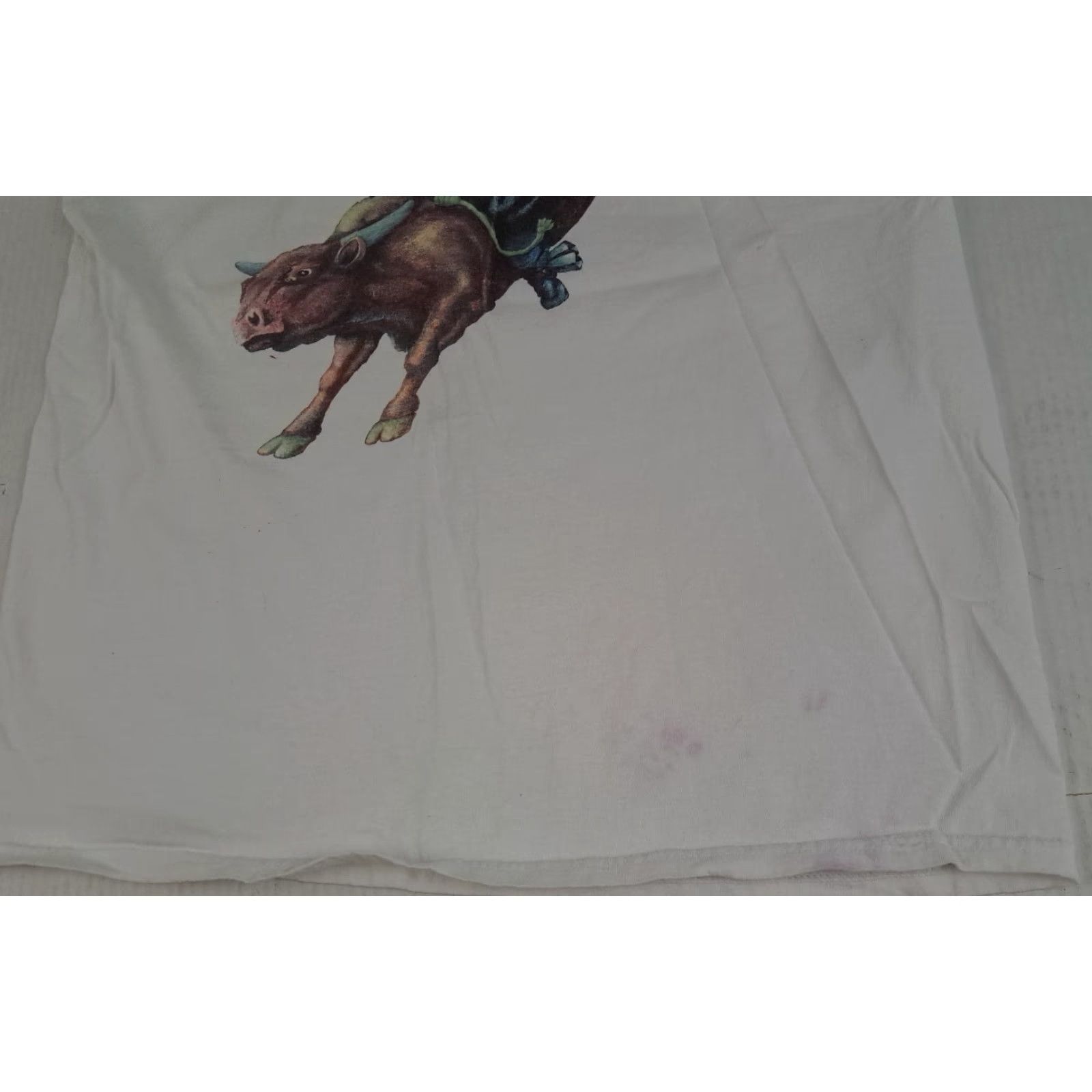 Delta VINTAGE Bull Durham Bulldogger Bull Wrestler T-Shirt Delta Large White Cotton Crew Neck Short Sleeve Men Rodeo 1990s Canvas Logo Size US L / EU 52-54 / 3 - 6 Thumbnail