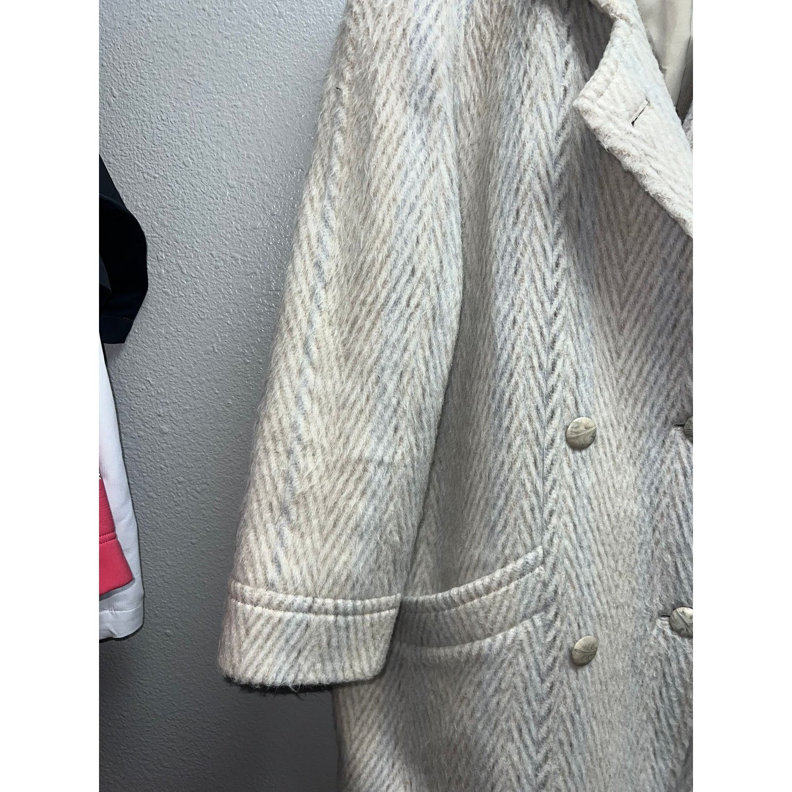 Vintage Womens Luxus Qualitat Mohair Wool Coat Overcoat Herringbone Size XL / US 12-14 / IT 48-50 - 4 Thumbnail