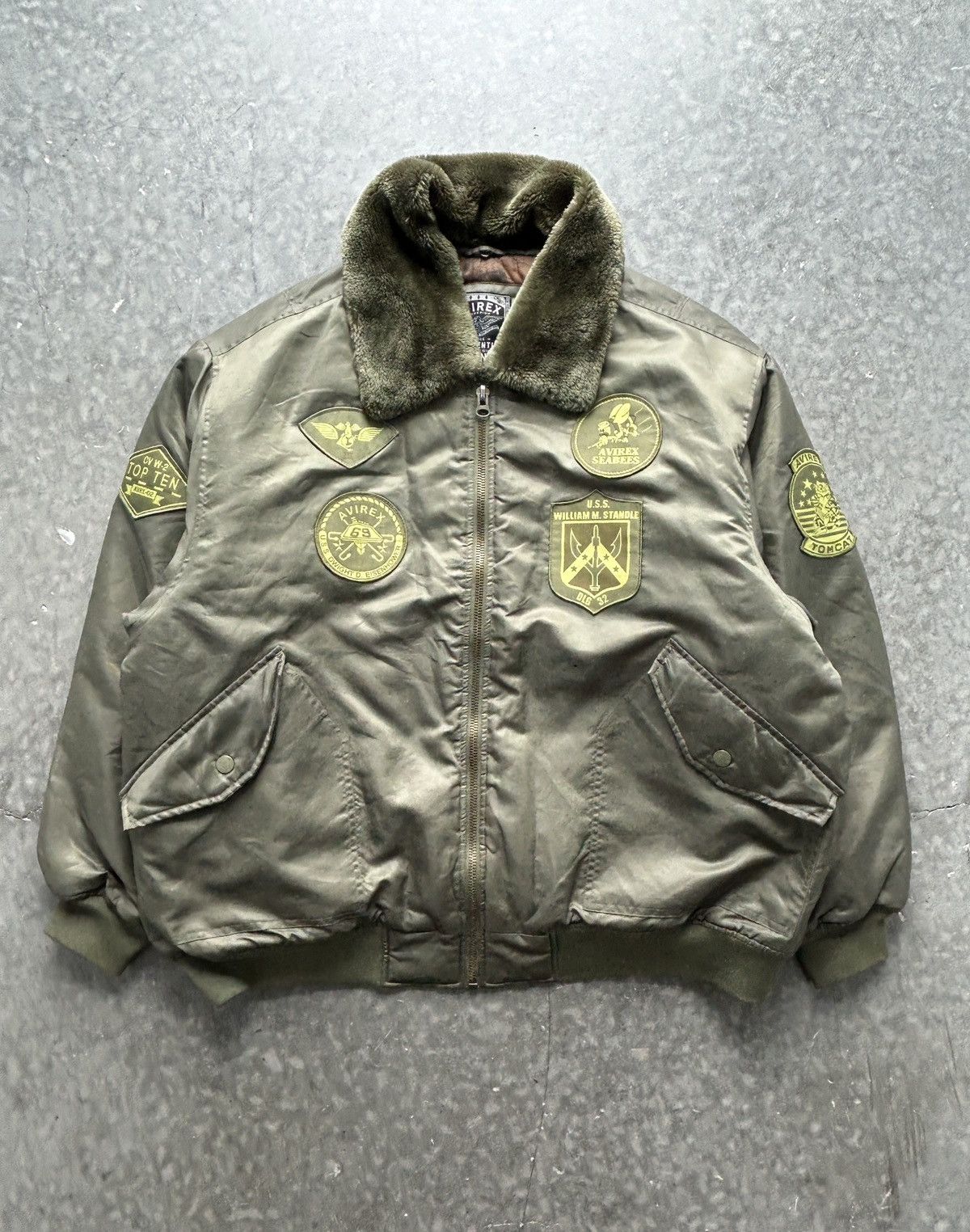 Avirex Vintage Y2K Avirex Bomber Jacket Olive Green Size US XXL / EU 58 / 5 - 1 Thumbnail