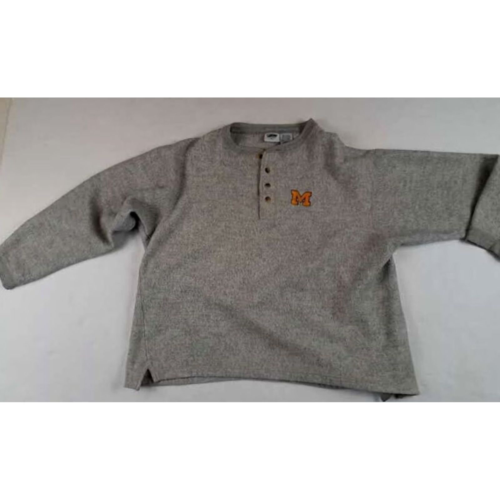 Vintage Pro Edge Sweatshirt, Michigan University, Gray, XL, Fleece, Pullover, 1/4 Button, Sweatshirt, Men, Block M Patch, All Seasons, Warm-Up, Good Condition Size US XL / EU 56 / 4 - 2 Thumbnail