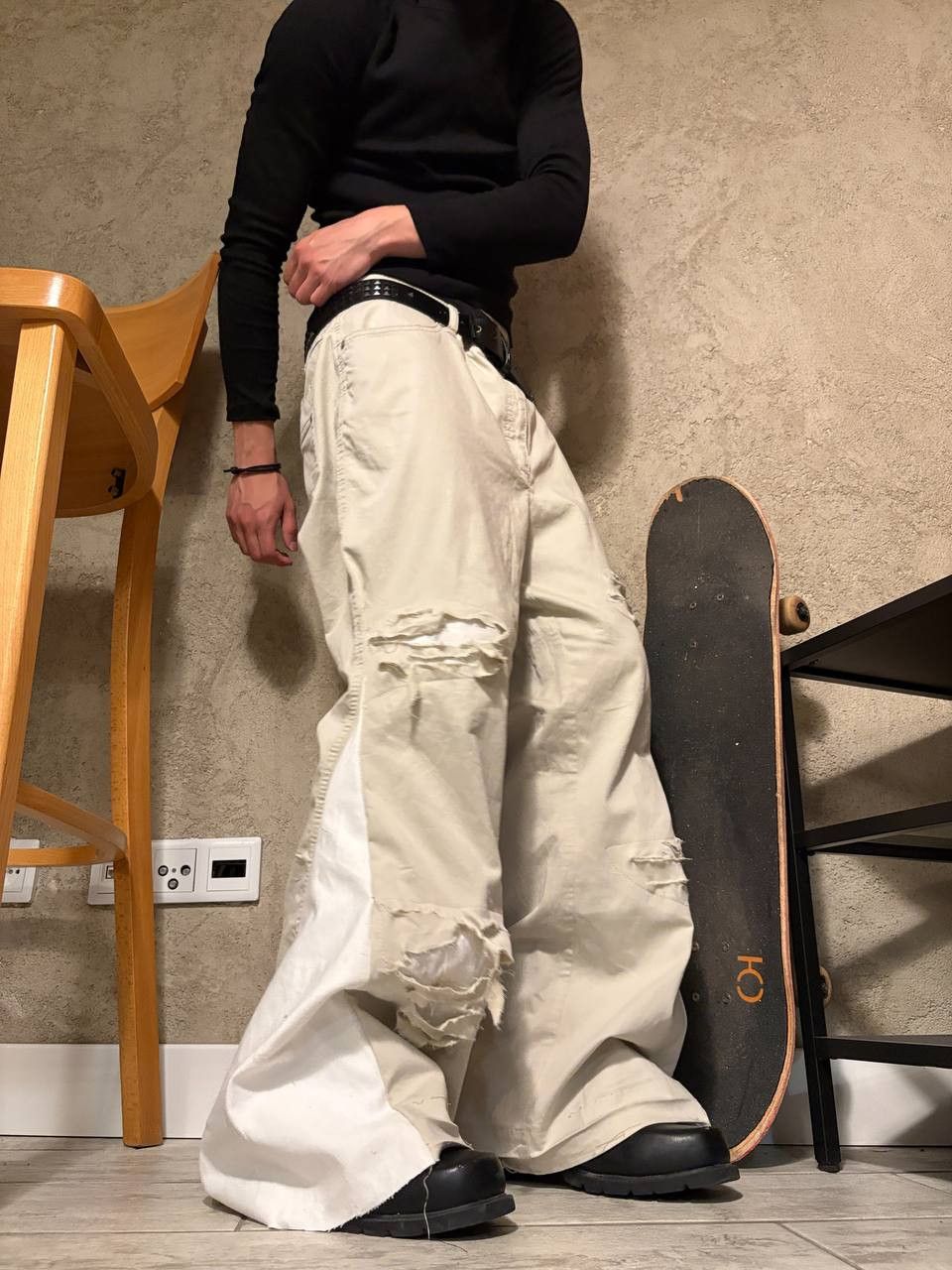 Japanese Brand rare handmade painted wide flare streetwear jeans Size US 36 / EU 52 - 2 Thumbnail