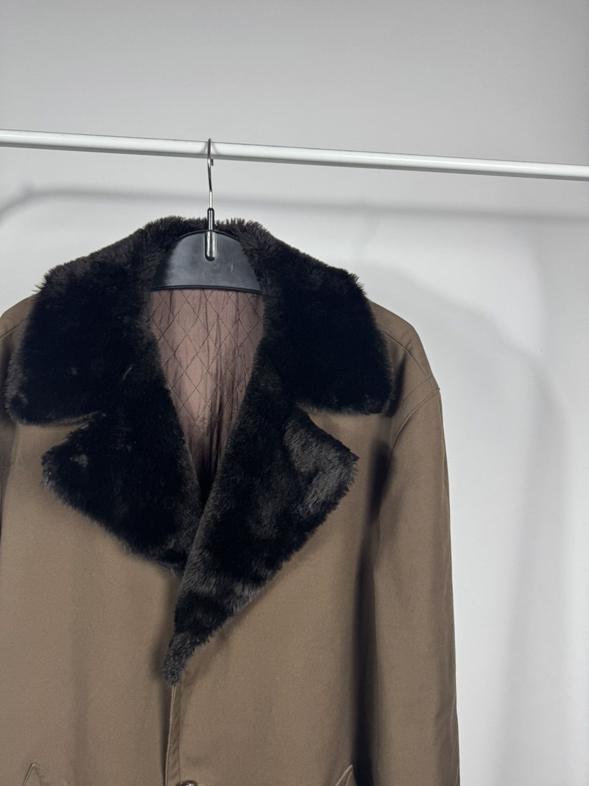 Other Vintage Brown Coat Faux Fur Collar Lined Winter Overcoat L Size US L / EU 52-54 / 3 - 3 Thumbnail
