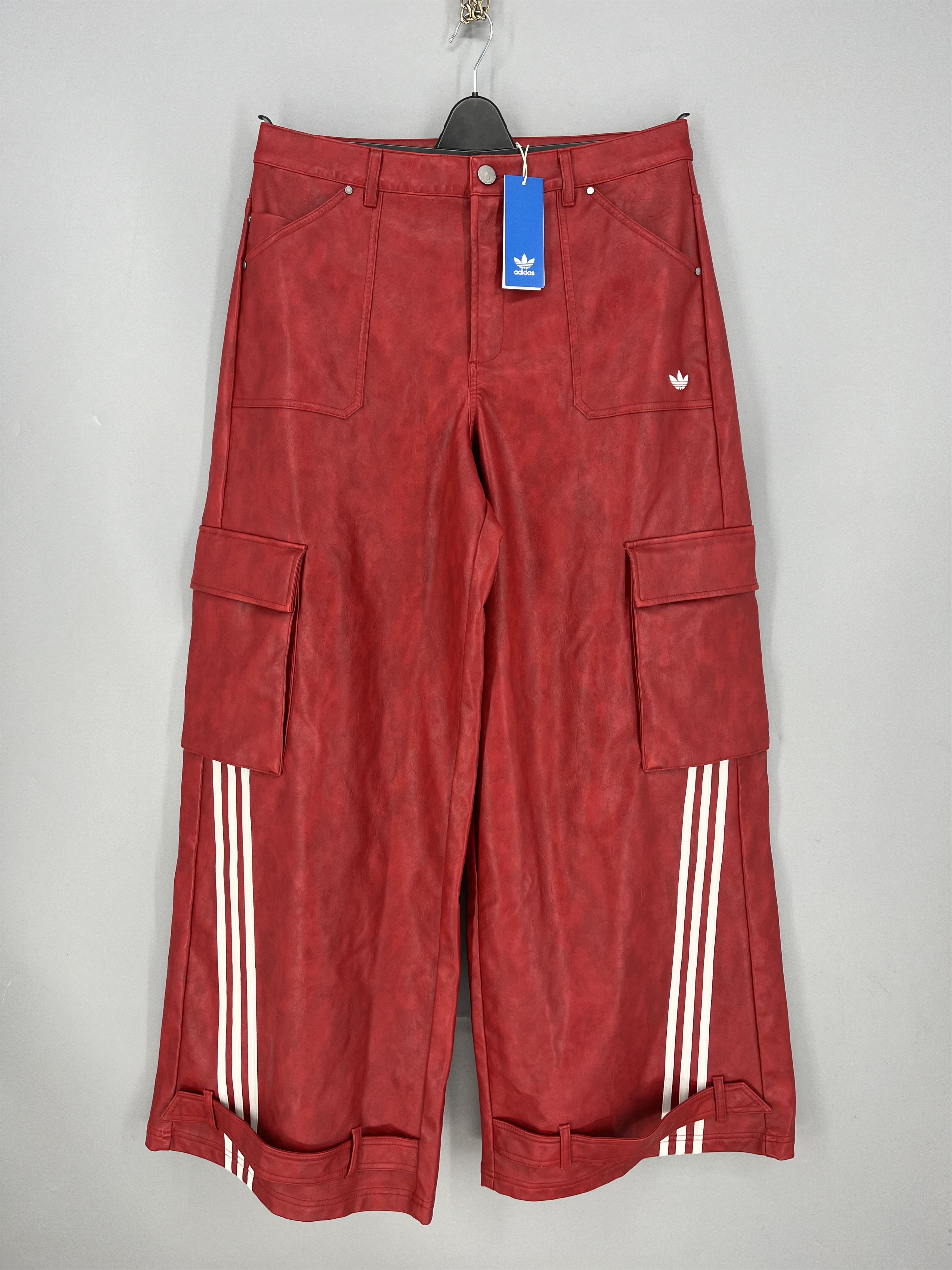 adidas Adilenium Season 3 Vintage Faux Leather Pants red