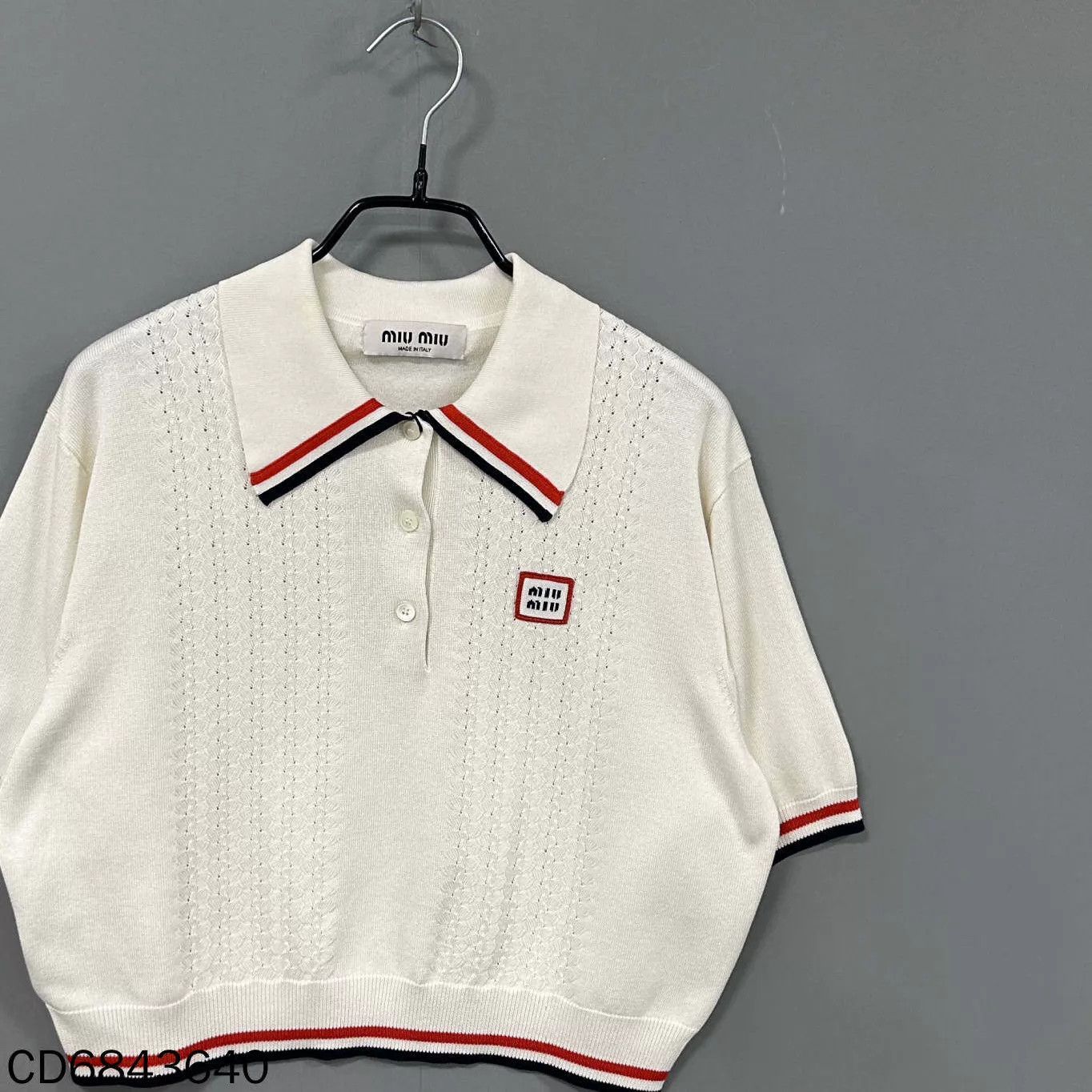 Miu Miu MIUMIU SS23 Logo Stripe Trim Casual Polo Shirt Size S / US 4 / IT 40 - 2 Thumbnail