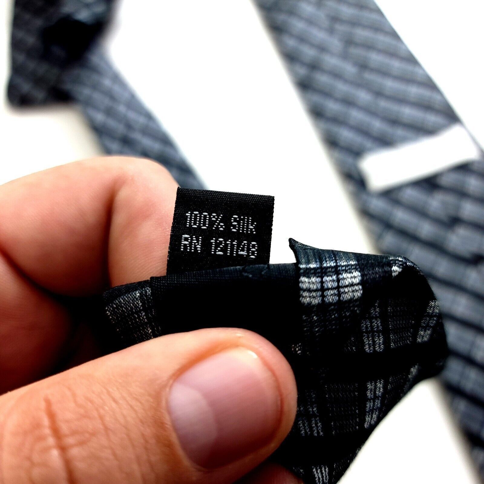 Calvin Klein Calvin Klein Gray Black Plaid Woven Silk Tie Size ONE SIZE - 4 Thumbnail