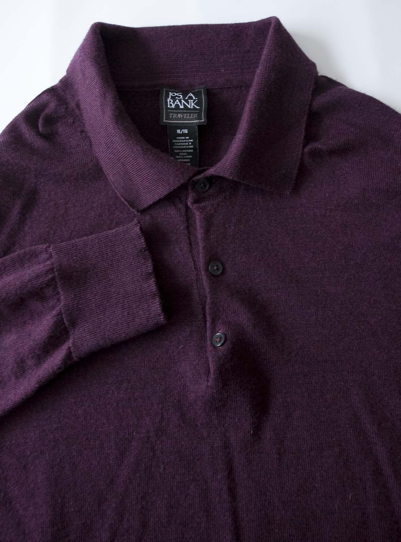 Jos. A. Bank Jos A Bank Sweater 100% Merino Traveler Size XL Burgundy Size US XL / EU 56 / 4 - 1 Thumbnail