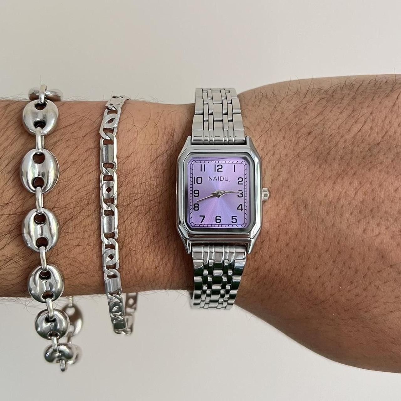 Jewelry 2000s vintage style rectangle stainless steel quartz watch Size ONE SIZE - 2 Thumbnail