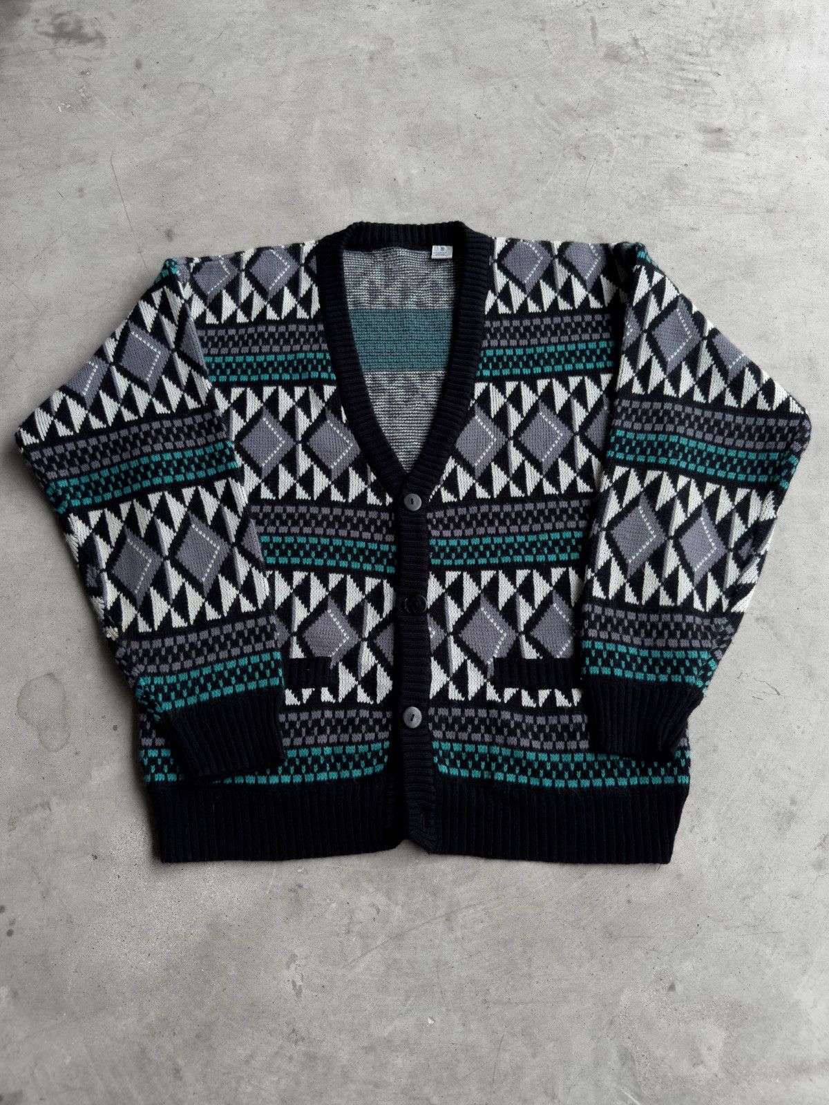 Other Vintage 90s Geometric Pattern Acrylic Button Up Cardigan - M Size US M / EU 48-50 / 2 - 4 Thumbnail