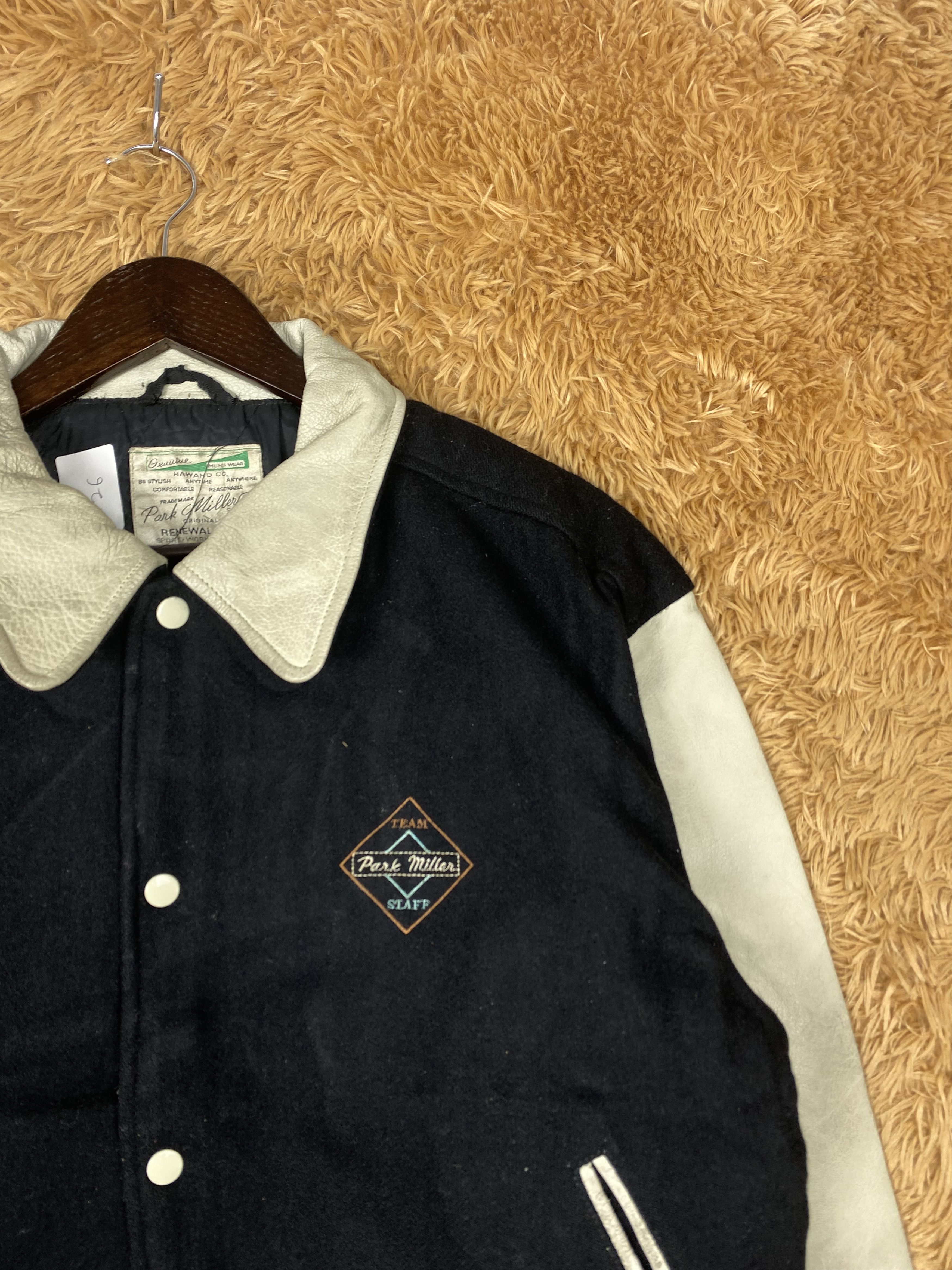 Japanese Brand Vintage Park Miller 90s Leather Sleeve Varsity Jacket DJ0214 Size US L / EU 52-54 / 3 - 3 Thumbnail