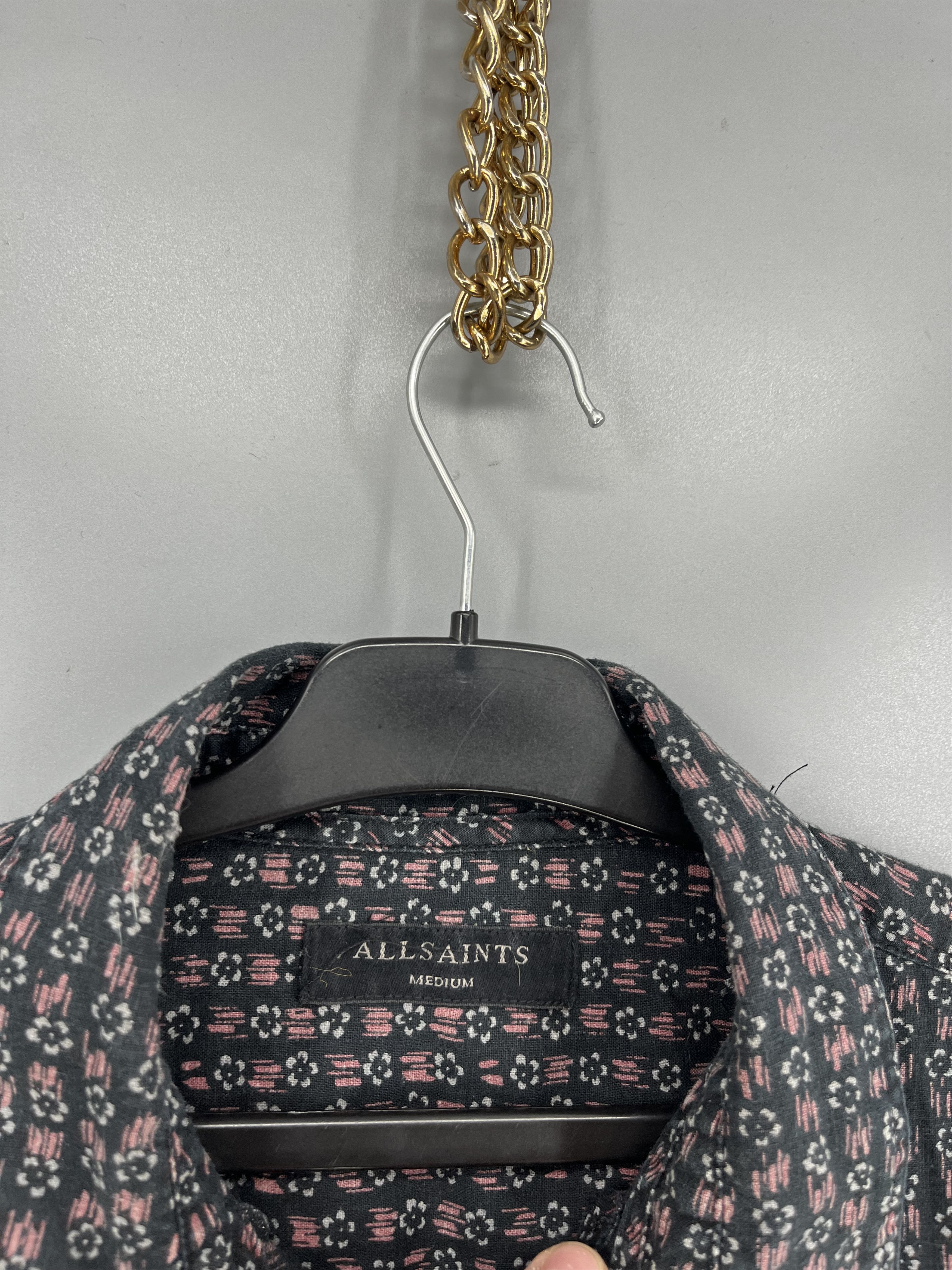 Allsaints AllSaints Gray Button Up Floral Geometric All Over Print Size US M / EU 48-50 / 2 - 7 Thumbnail