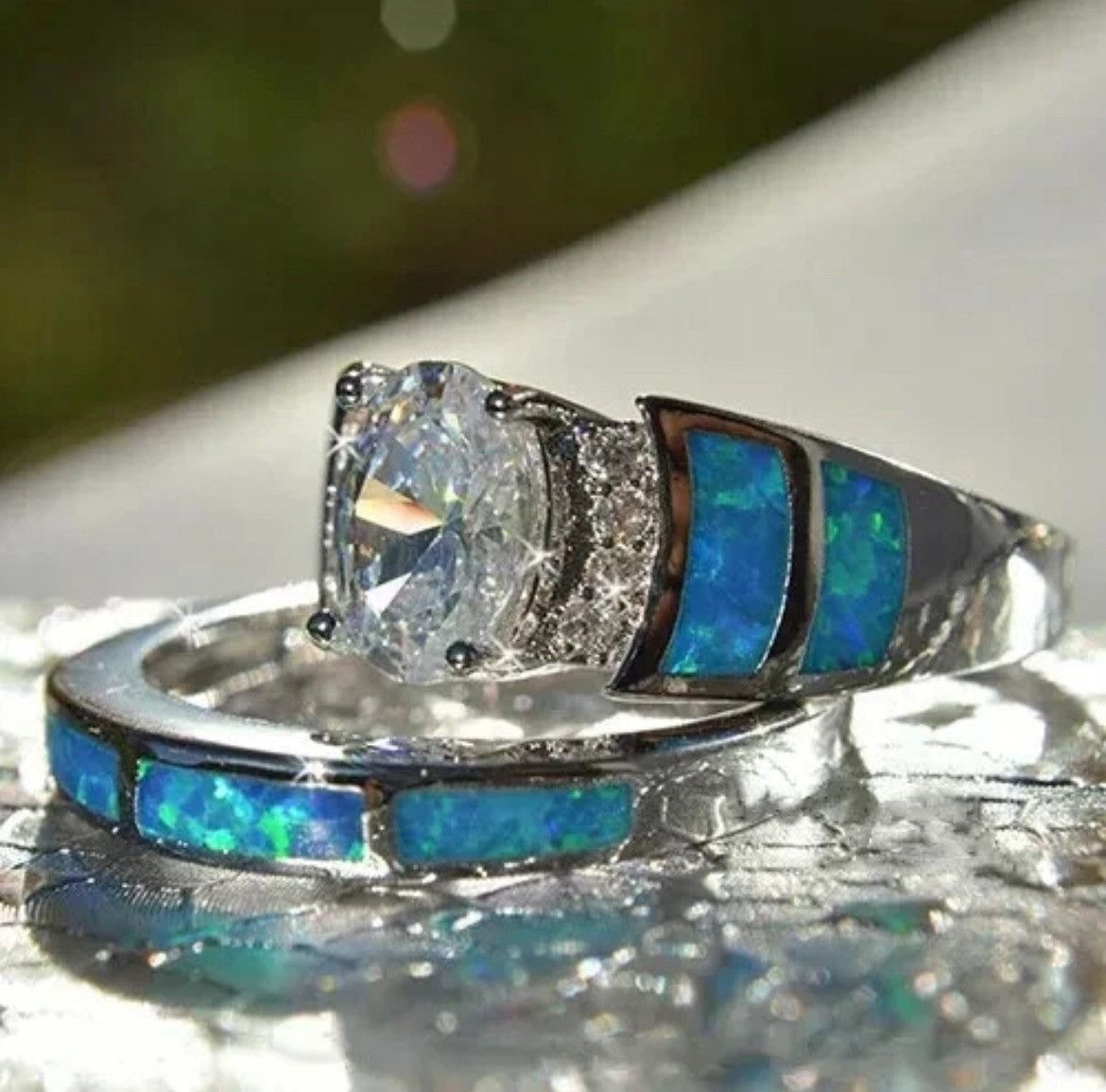 Other 2pcs/set 925 Silver Ring Women Cubic Zircon Jewelry Rimg Size ONE SIZE - 2 Thumbnail