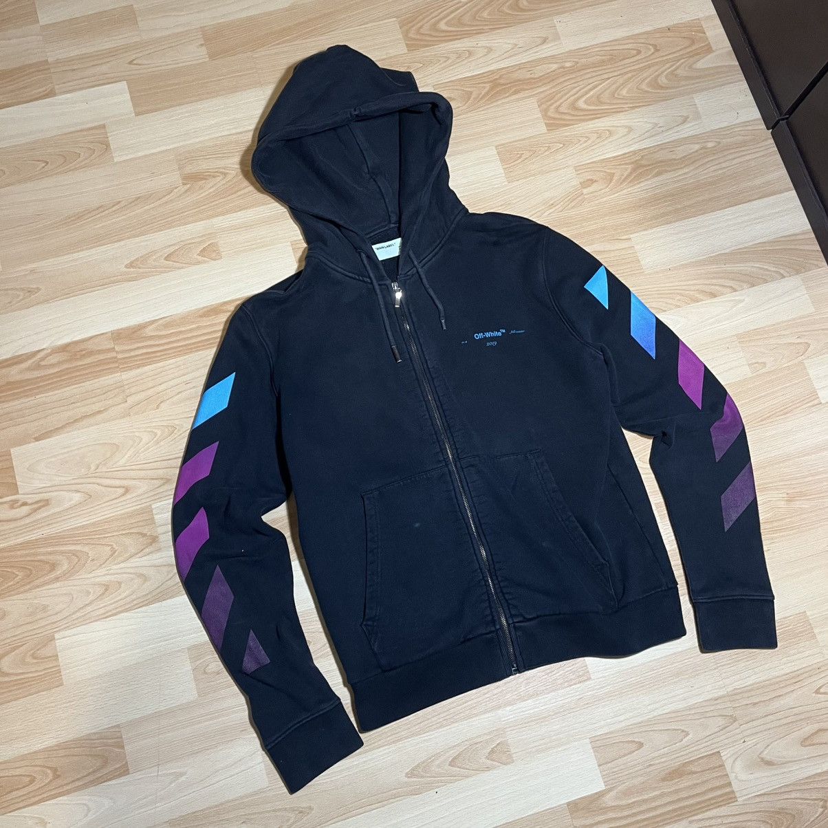 Off-White Off-White Diagonal Gradient Zip-Up Hoodie Virgilabloh Size US M / EU 48-50 / 2 - 8 Thumbnail