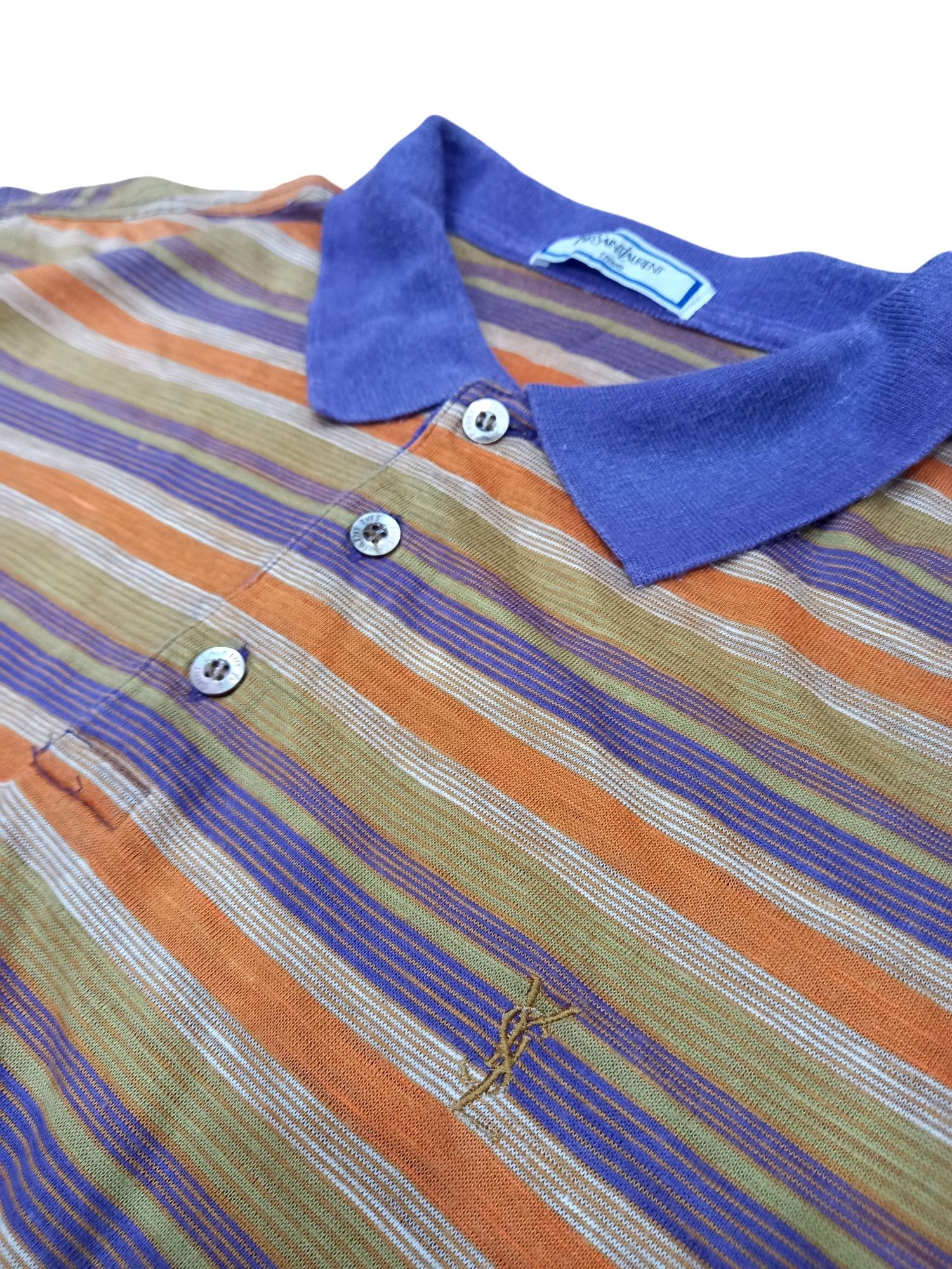 Yves Saint Laurent Vintage Yves Saint Laurent Retro Stripe Polo Size US L / EU 52-54 / 3 - 4 Thumbnail