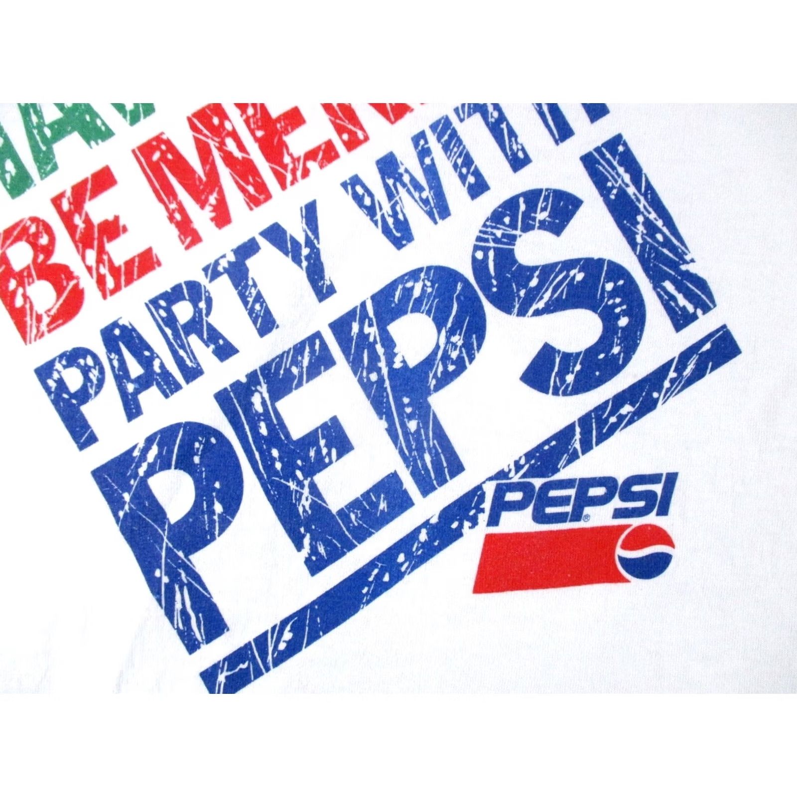 Fruit Of The Loom VINTAGE 80s PARTY WITH PEPSI HAVE FUN BE MERRY T-Shirt XL soda pop single stitch Mens Size US XL / EU 56 / 4 - 6 Thumbnail