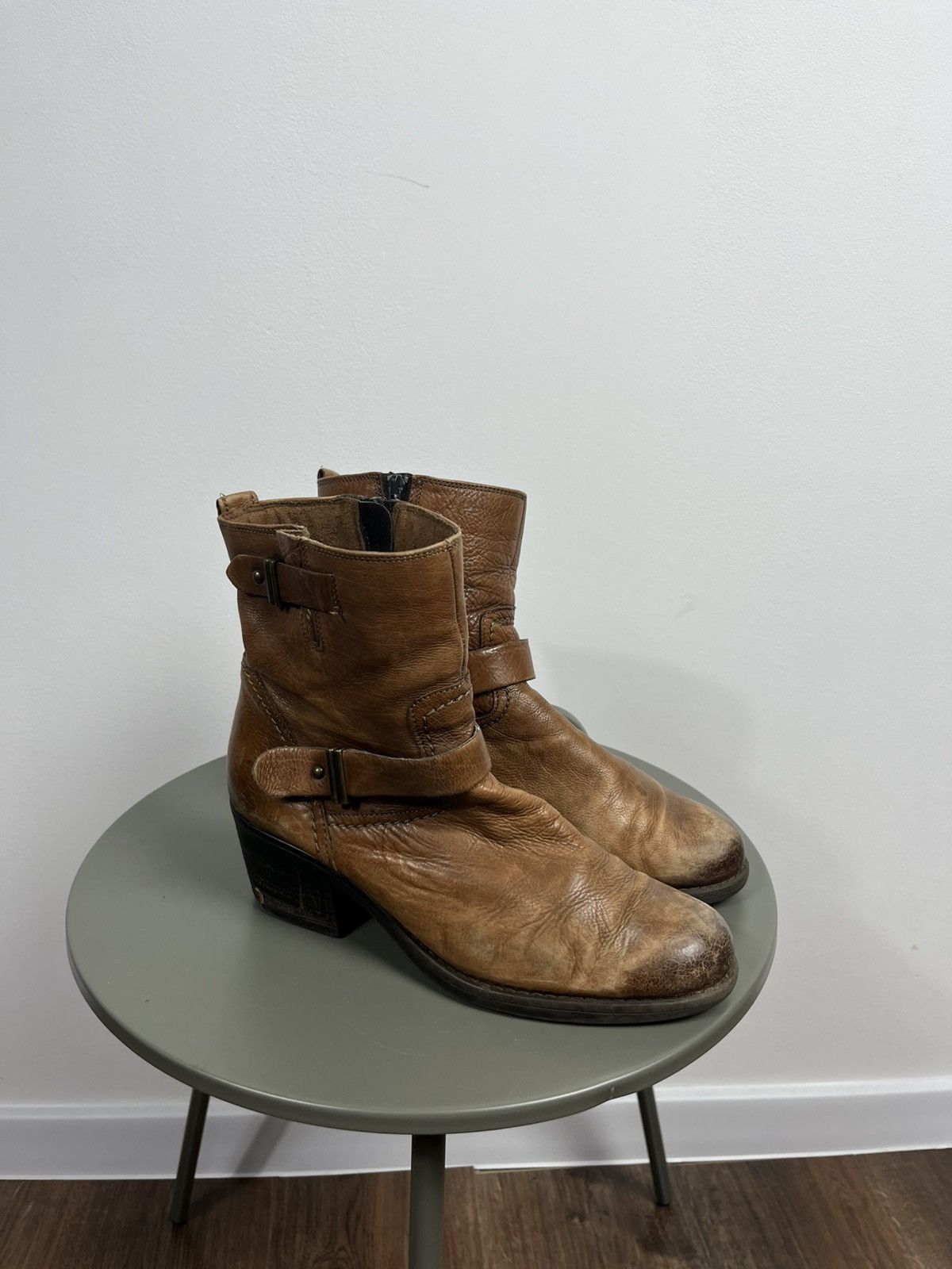 Clarks × Vintage Clarks Distressed Leather Ankle Boots – Avant-Garde Western Size US 6.5 / IT 36.5 - 1 Thumbnail