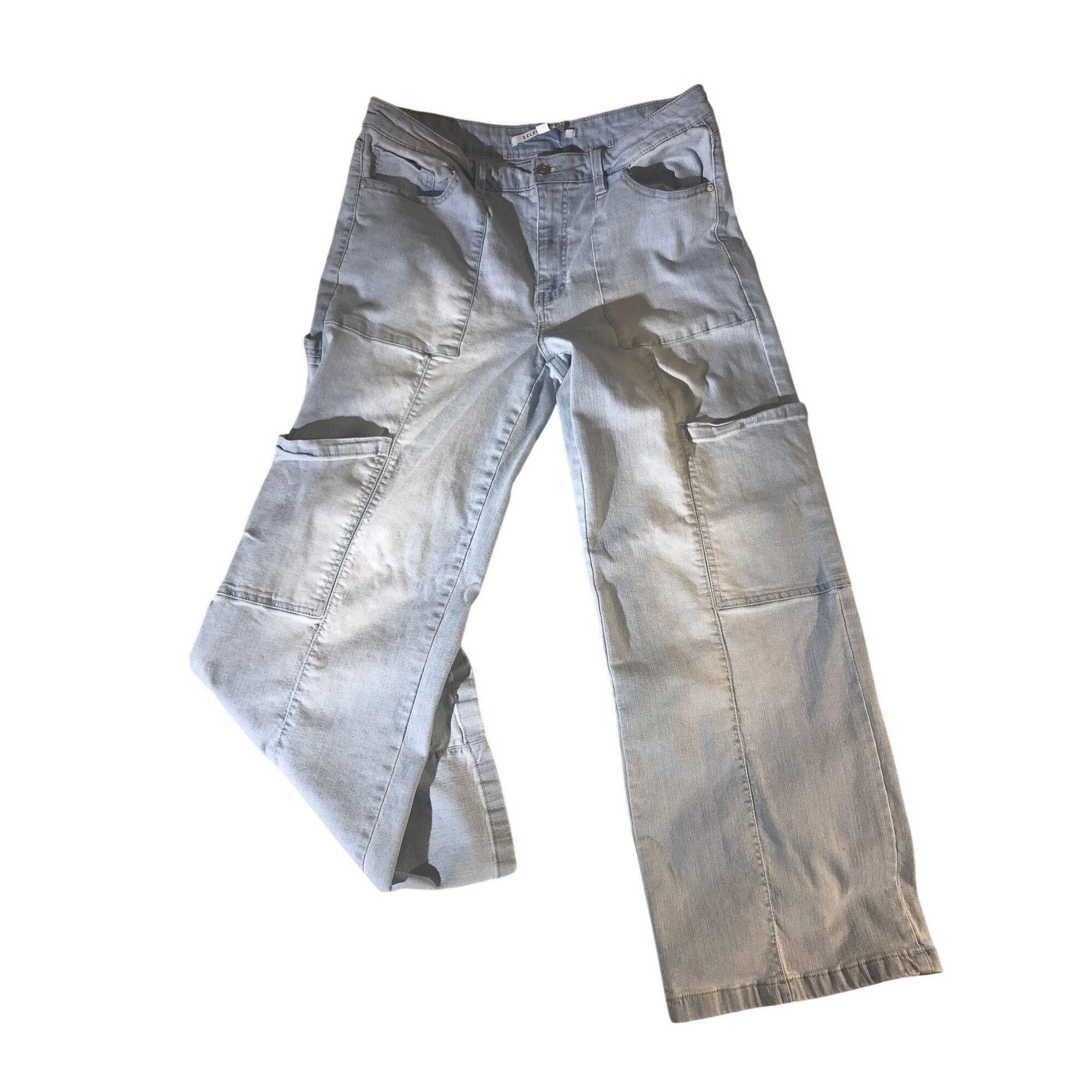 Designer Celebrity Pink Junior Light Wash Denim Baggy Carpenter Jeans Size 31" - 1 Thumbnail