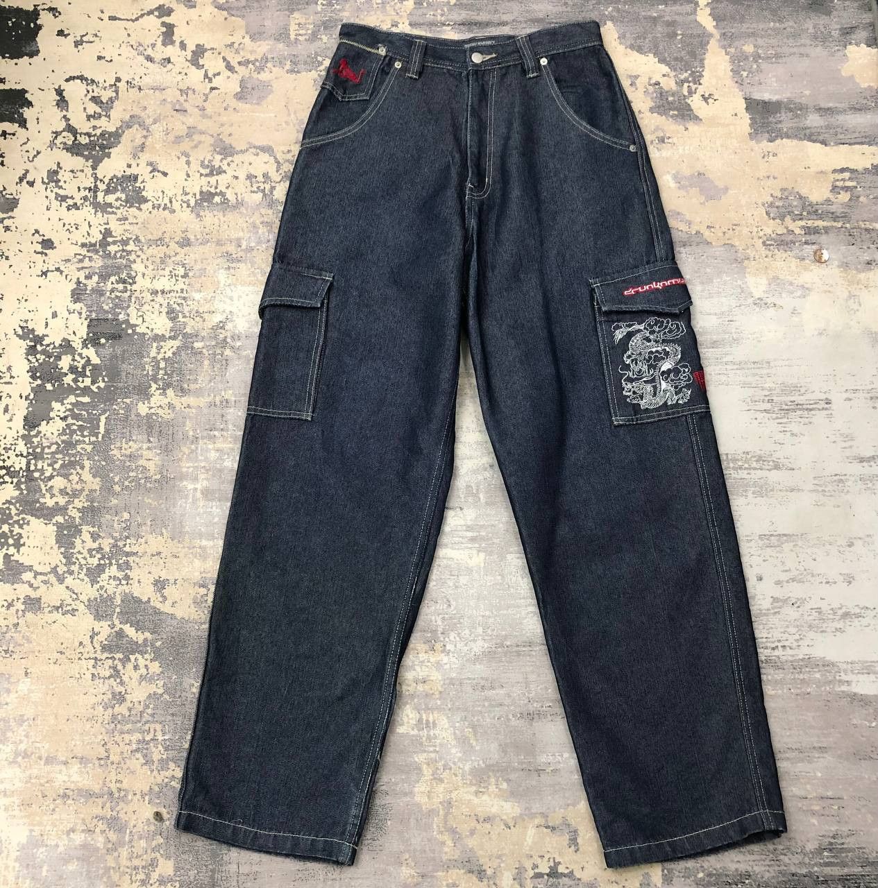 image of P52 Drunkn Munky Skateboard Cargo Jeans in Blue, Men's (Size 30)