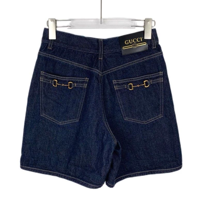 Gucci Gucci Leather brand logo dark blue cotton denim shorts 2502 Size US 26 / EU 42 - 2 Thumbnail