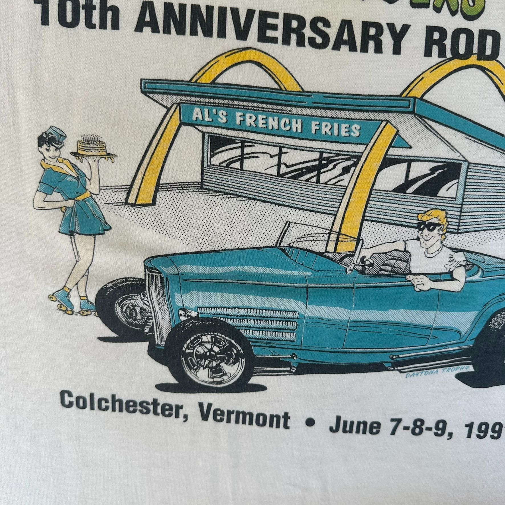 Vintage Vintage 90s Champlain Valley Hot Rod Run T-Shirt Single Stit Size US L / EU 52-54 / 3 - 3 Thumbnail
